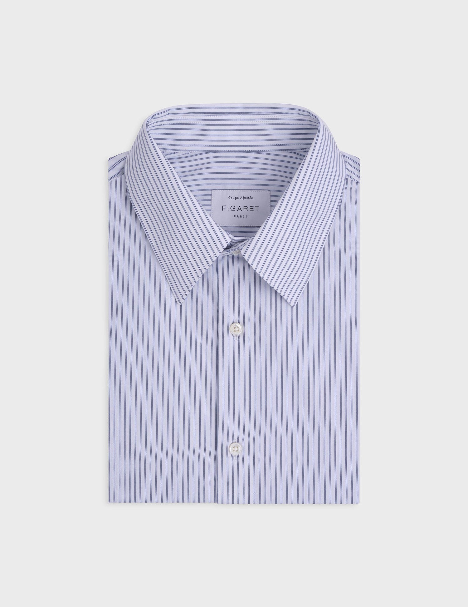 Blue striped fitted shirt - Poplin - Prodigious Collar