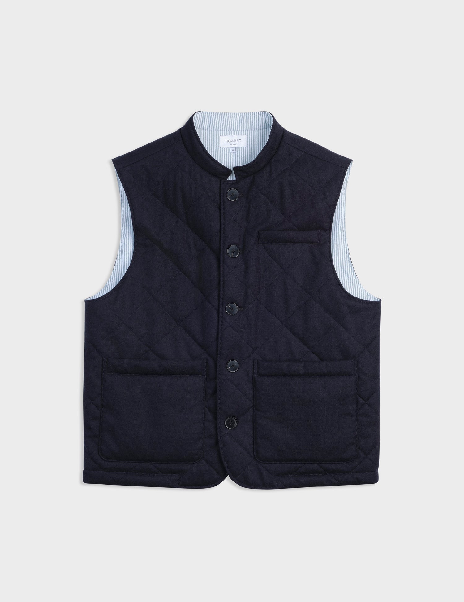 Navy blue Liam puffer jacket in wool-canvas