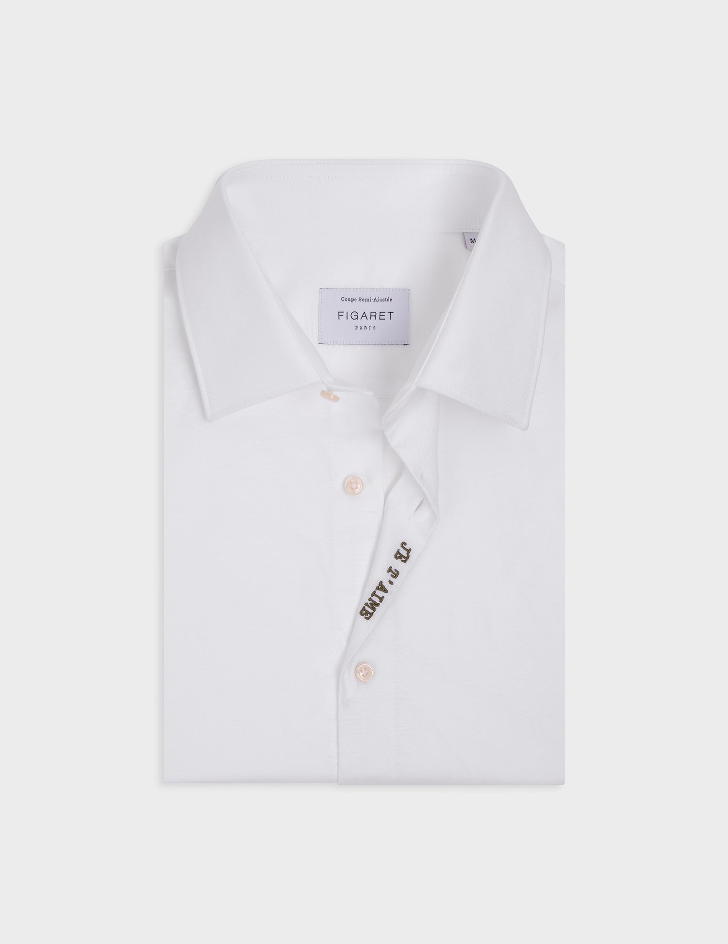 Chemise mixte "Je t'aime" blanche - Oxford - Col Figaret#9