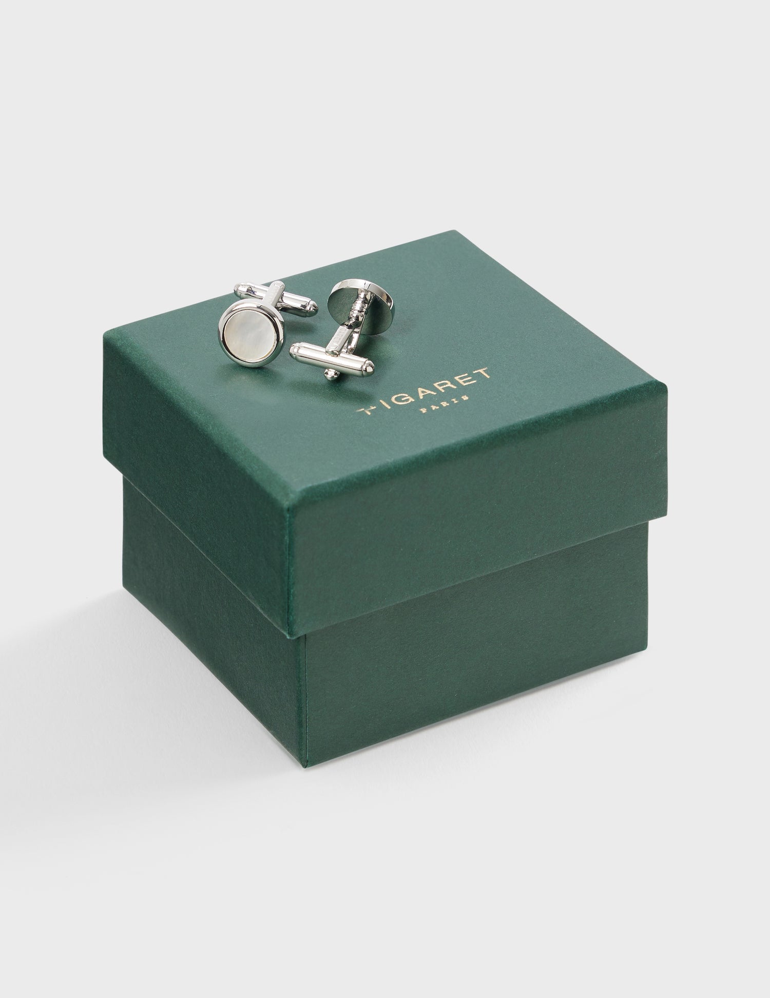 Mother-of-pearl and silver cufflinks