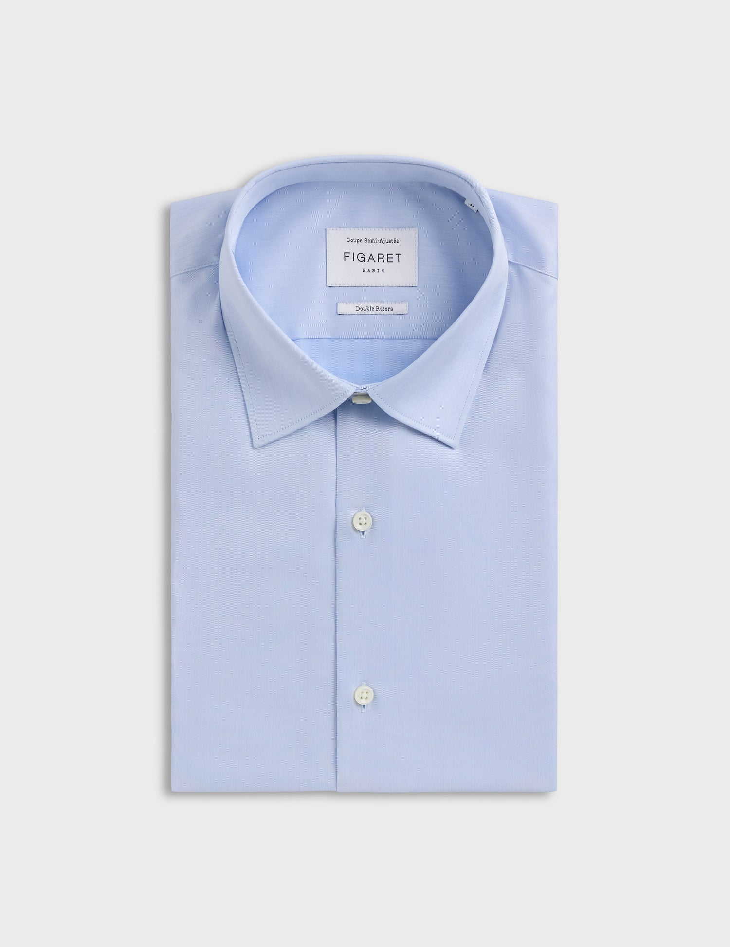 Semi-fitted blue shirt - Twill - Figaret Collar