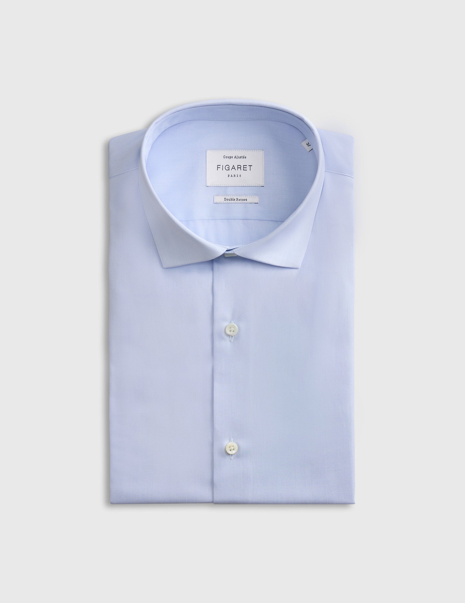 Fitted blue shirt - Fil-à-fil - Thin Collar