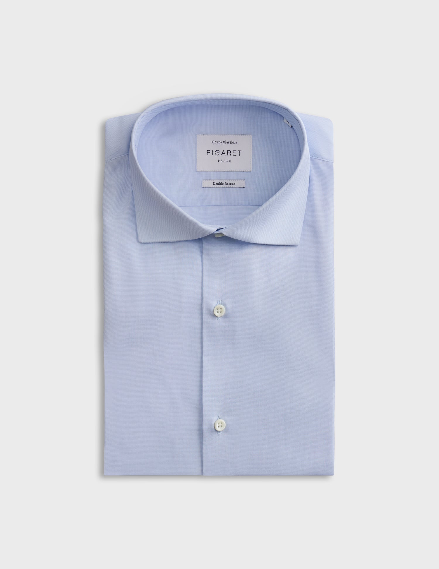 Chemise Classique bleue - Fil-à-fil - Col Italien