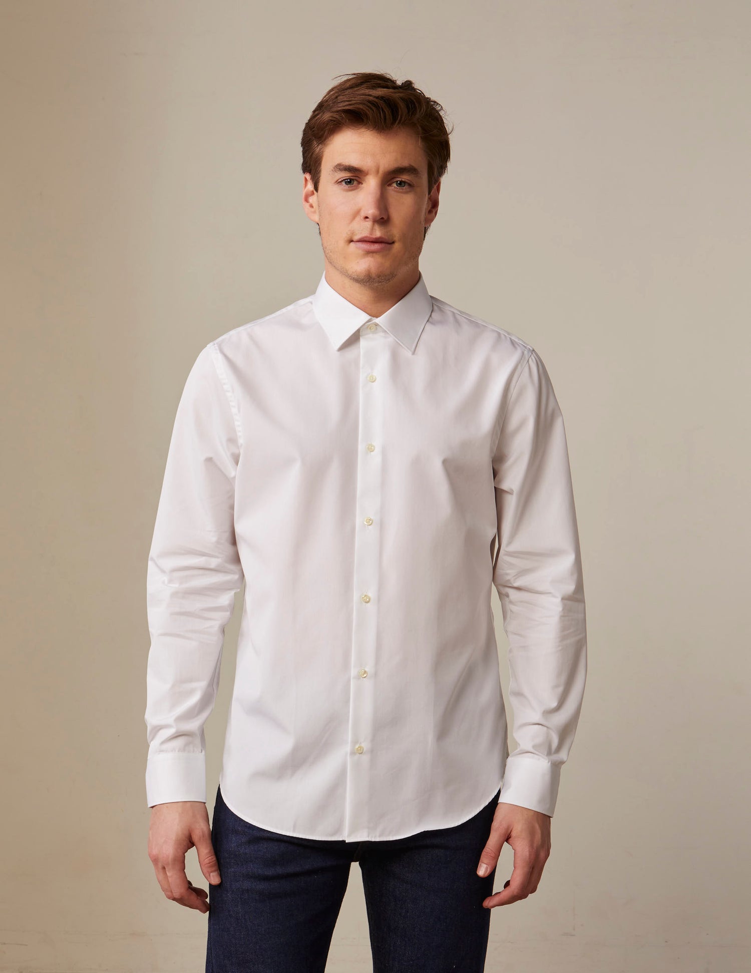 White semi-fitted wrinkle-free shirt - Poplin - Figaret Collar#3