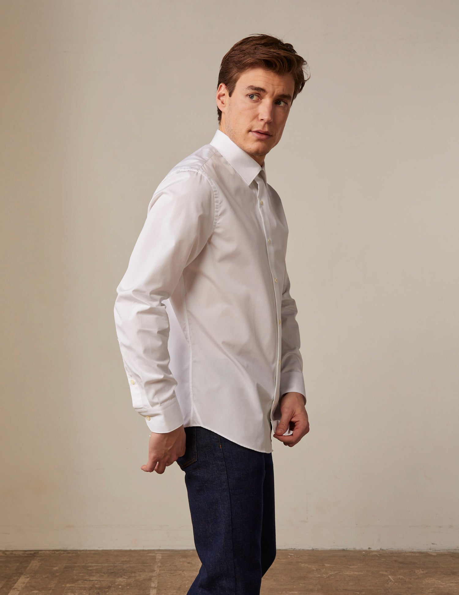 White semi-fitted wrinkle-free shirt - Poplin - Figaret Collar#5