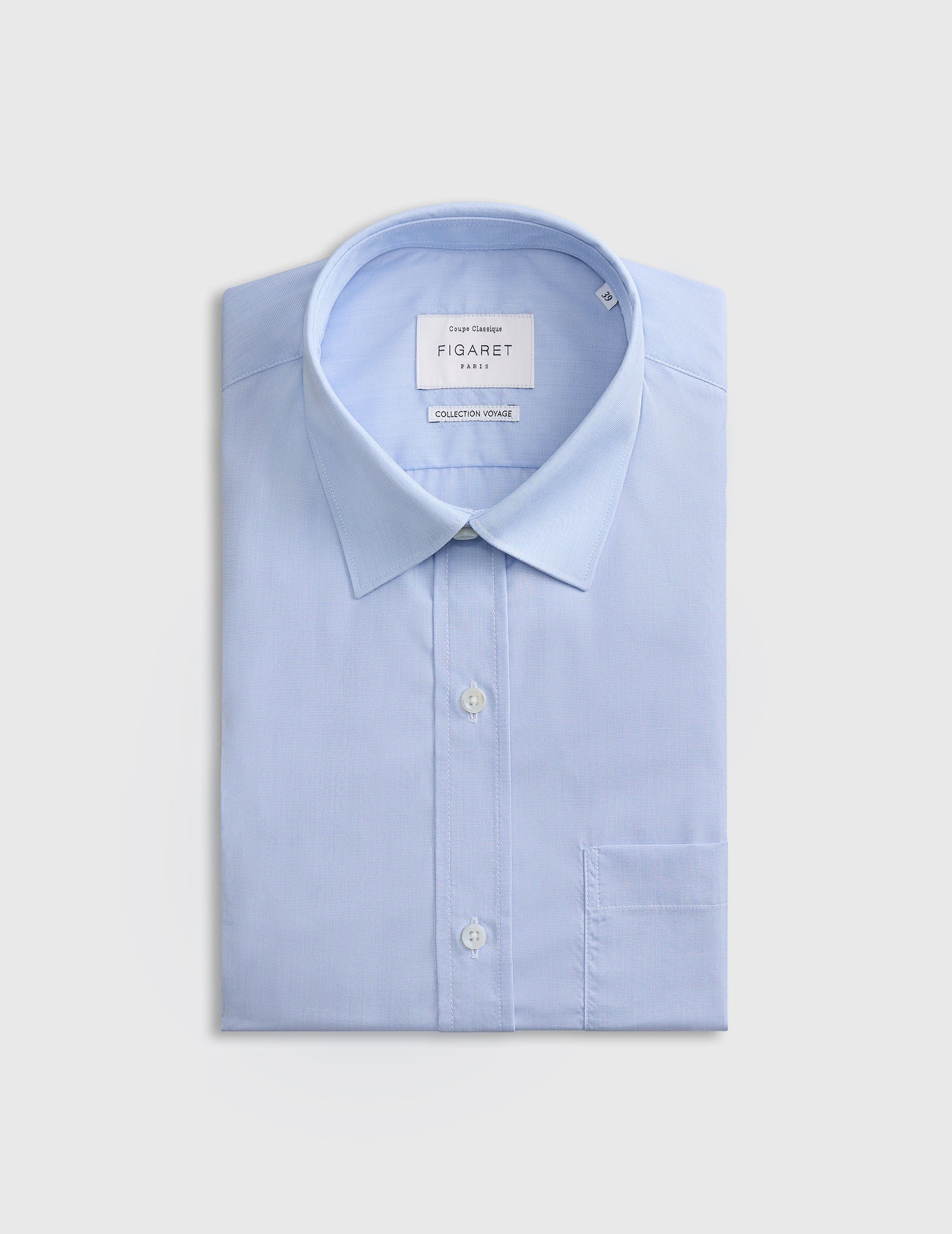 Classic blue wrinkle-free shirt - Wire to wire - Figaret Collar