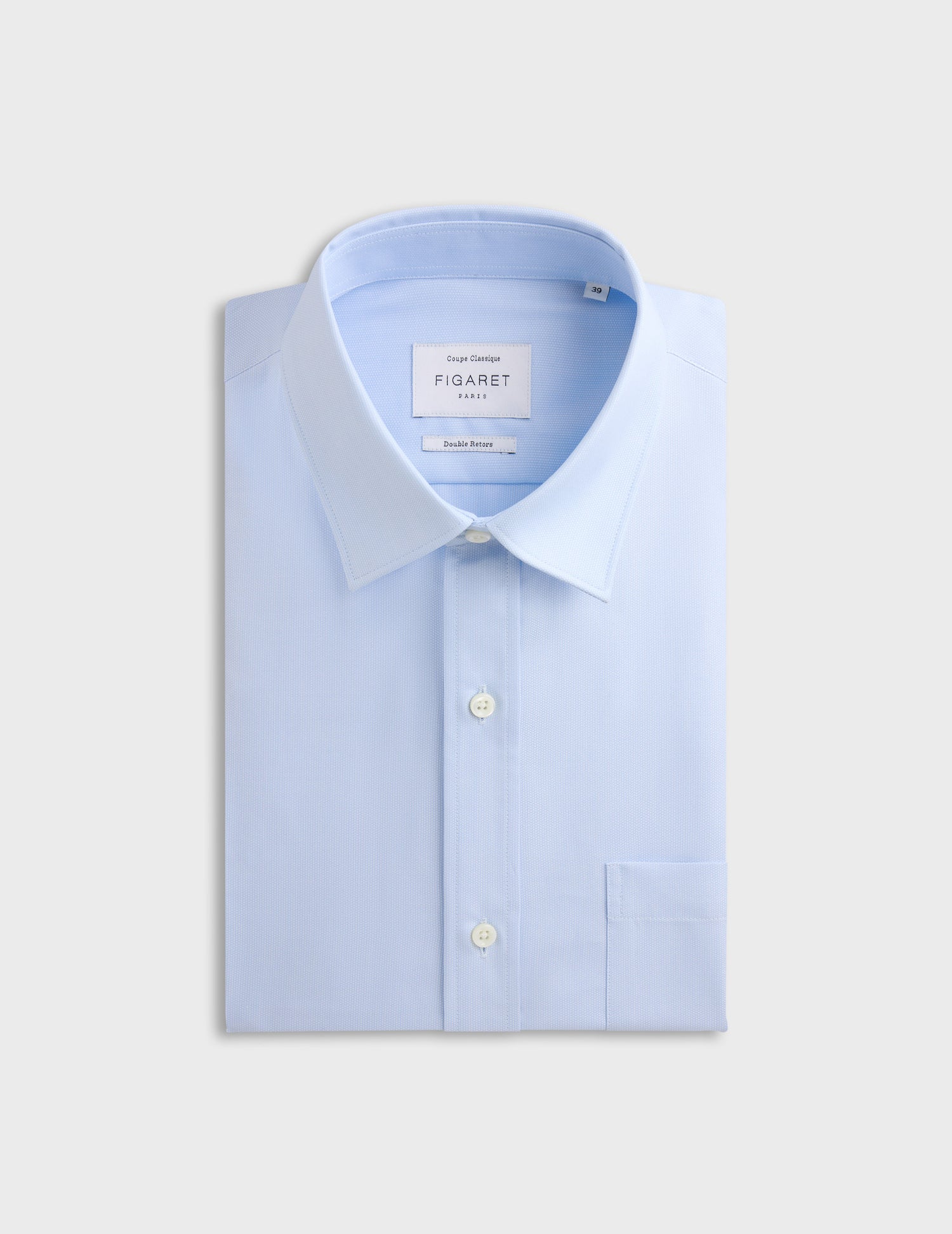 Chemise Classique bleue - Façonné - Col Figaret