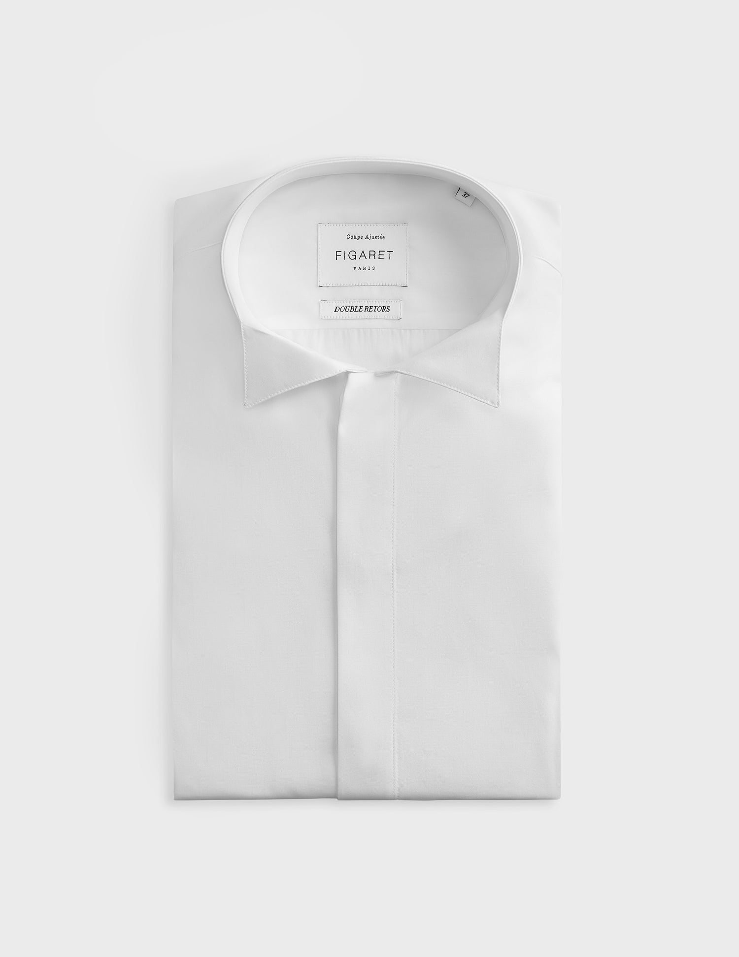 Fitted white hidden throat shirt - Poplin - Wing Collar - French Cuffs