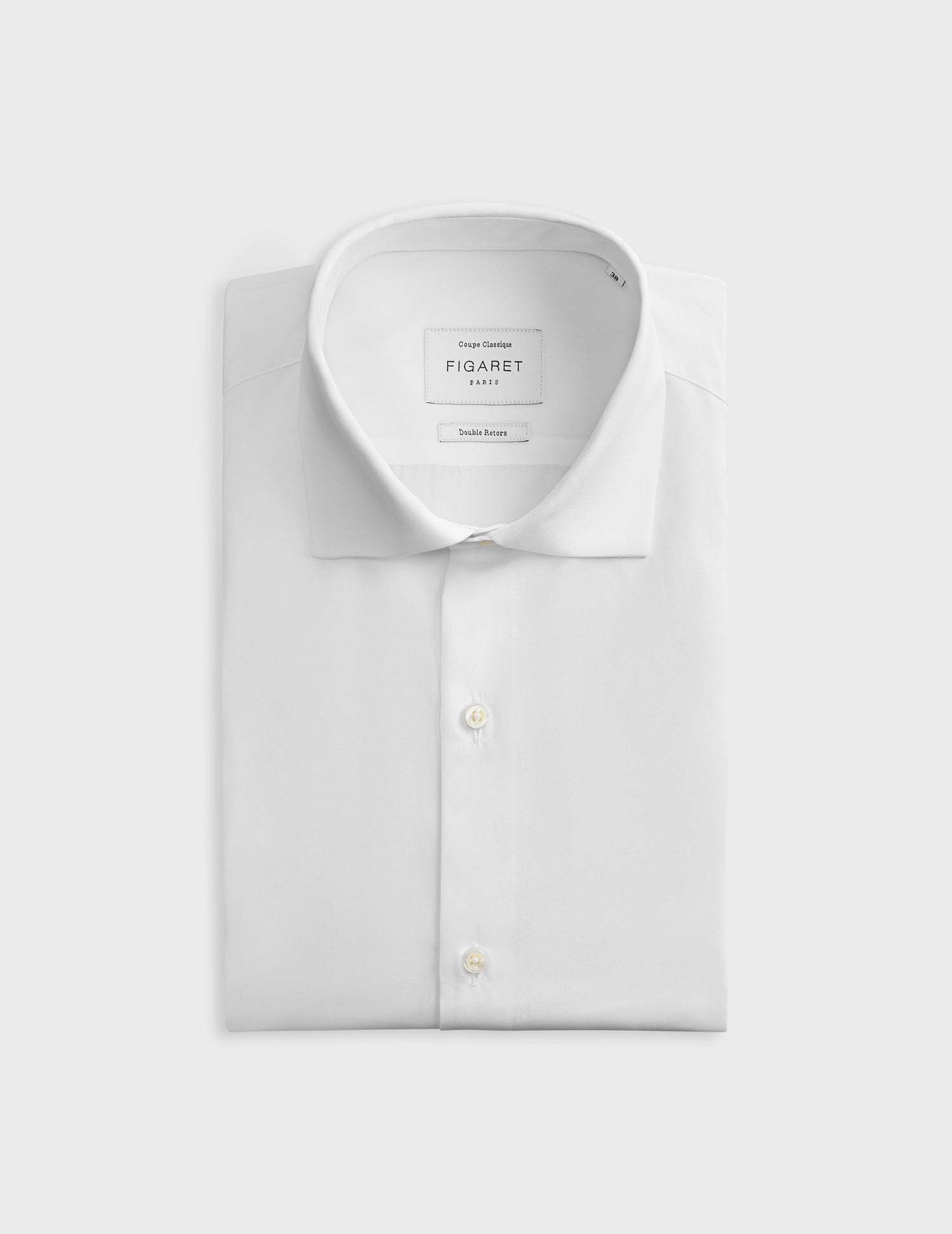 Chemise Classique blanche - Popeline - Col Italien - Poignets Mousquetaires