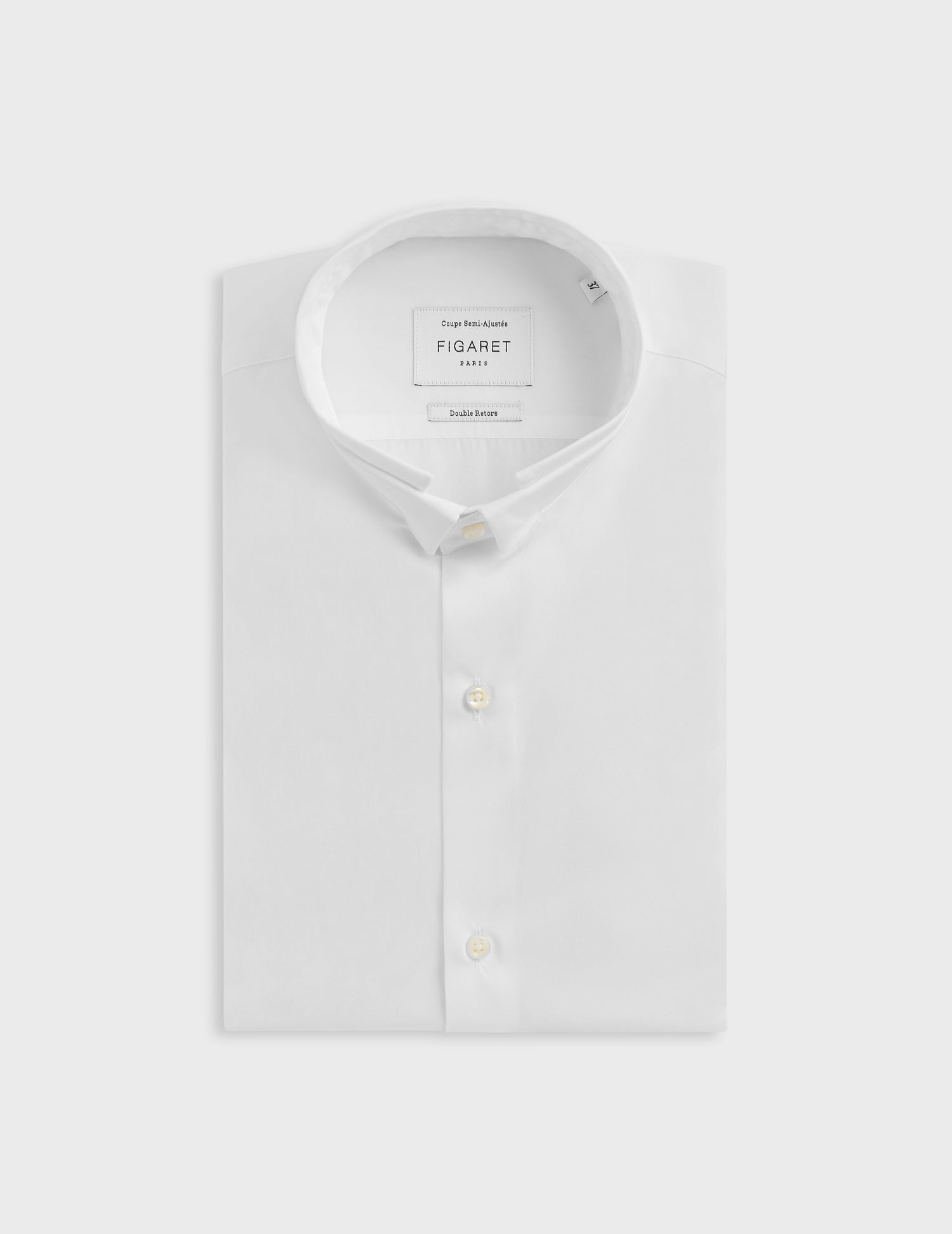 Semi-fitted white shirt - Poplin - Double Collar