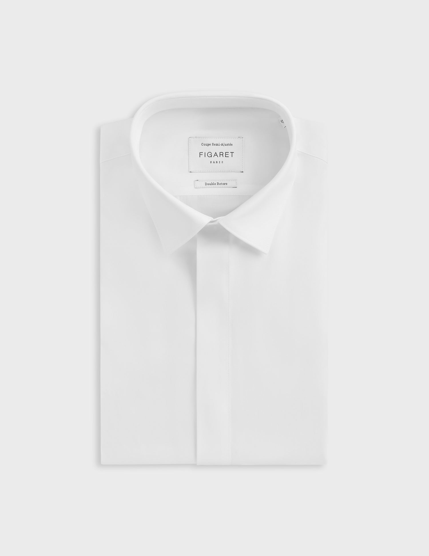 Semi-fitted white hidden throat shirt - Poplin - Figaret Collar