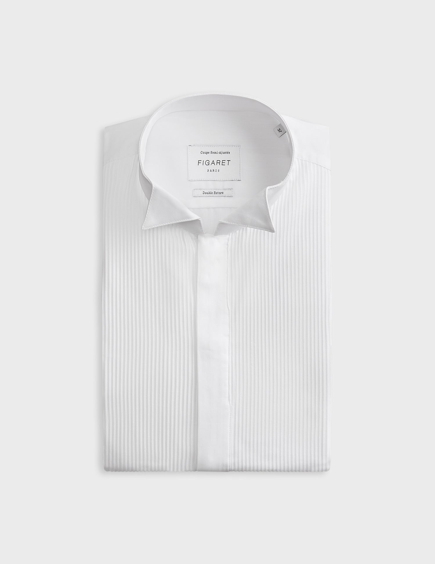 Semi-fitted white hidden throat shirt - Poplin - Wing Collar - French Cuffs