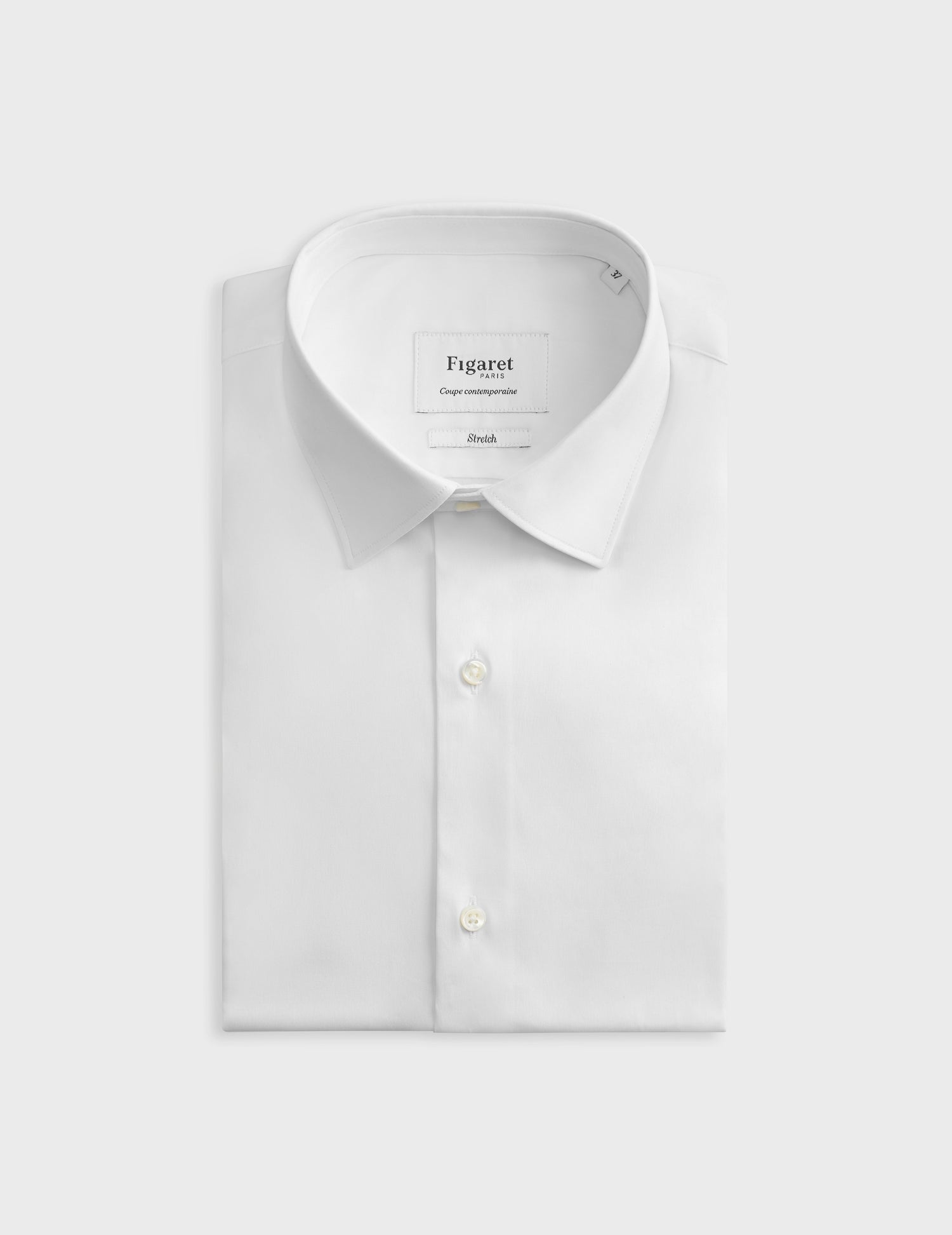 Chemise Semi-ajustée stretch blanche - Popeline - Col Figaret