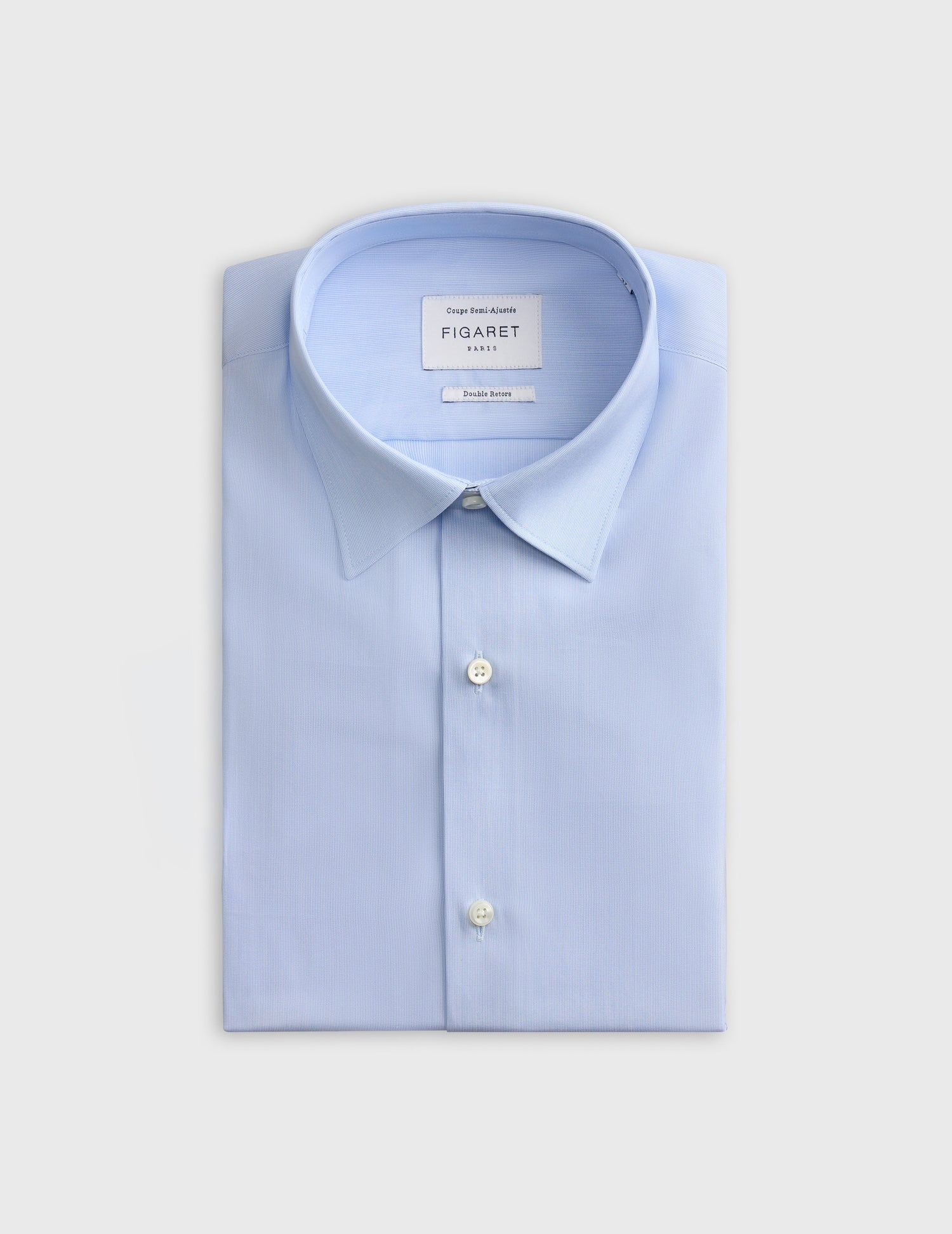 Semi-fitted blue striped shirt - Poplin - Figaret Collar