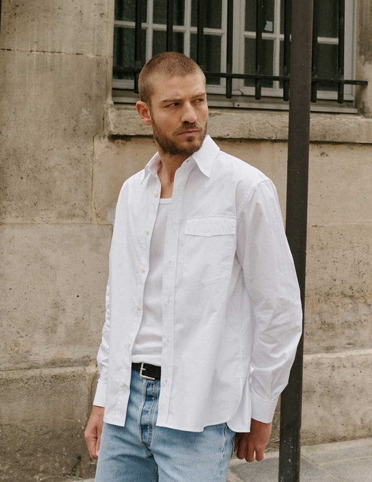 Long white Marais shirt - Poplin - French Collar
