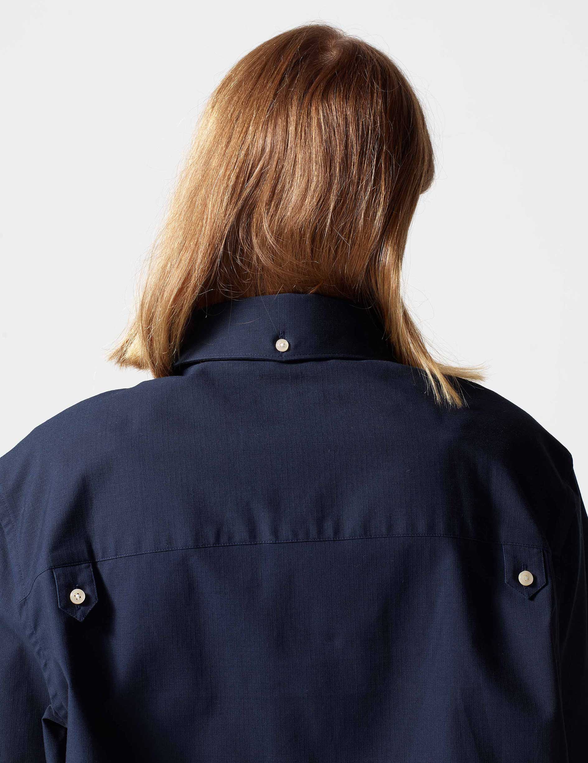 Antoine navy embroidered aviator shirt - Ripstop - Prodigious buttoned Collar