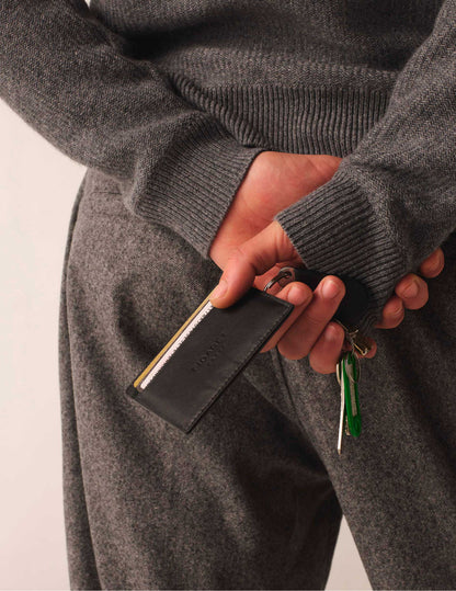 Black leather and suede Cardholder