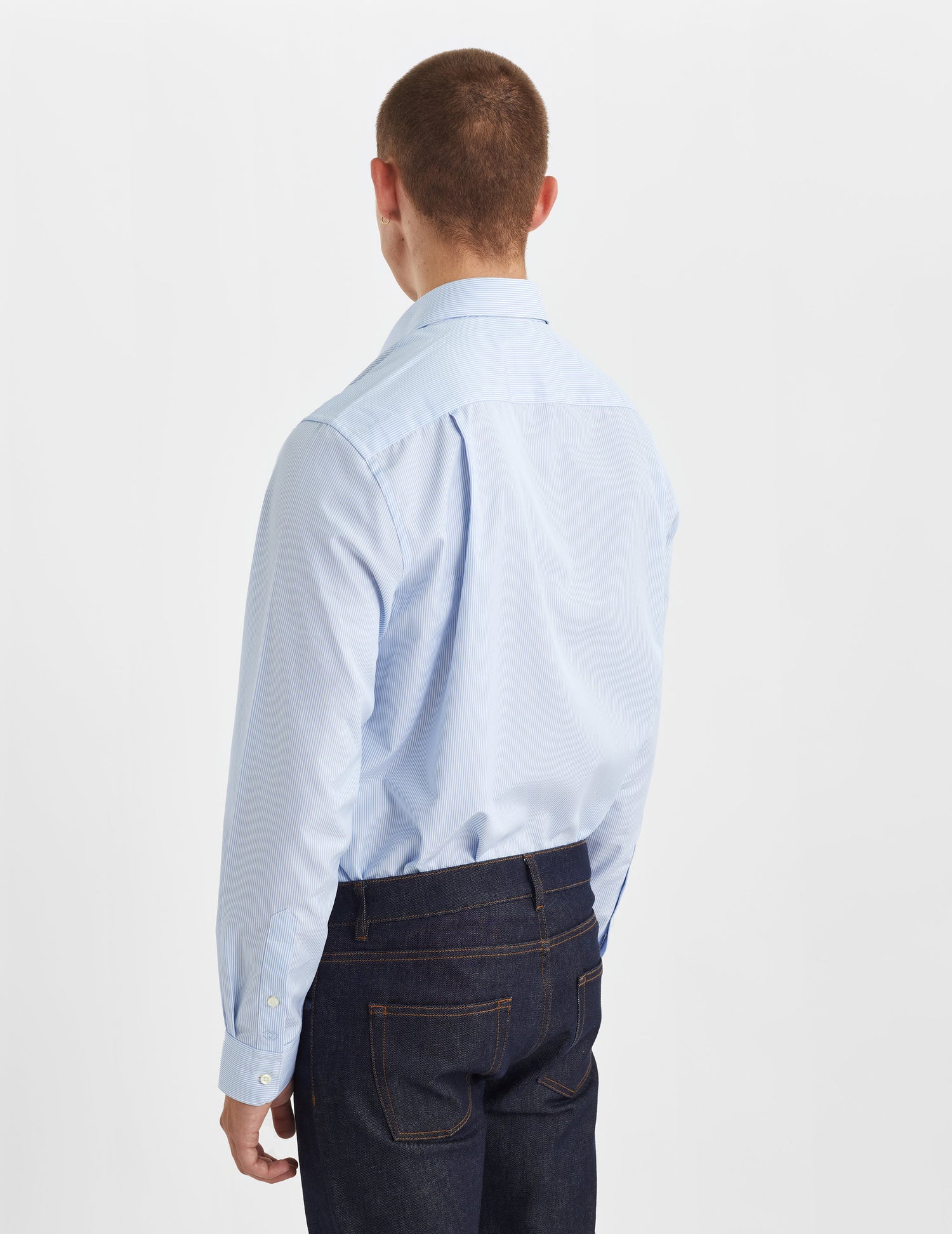 Classic blue striped shirt - Poplin - Figaret Collar#4