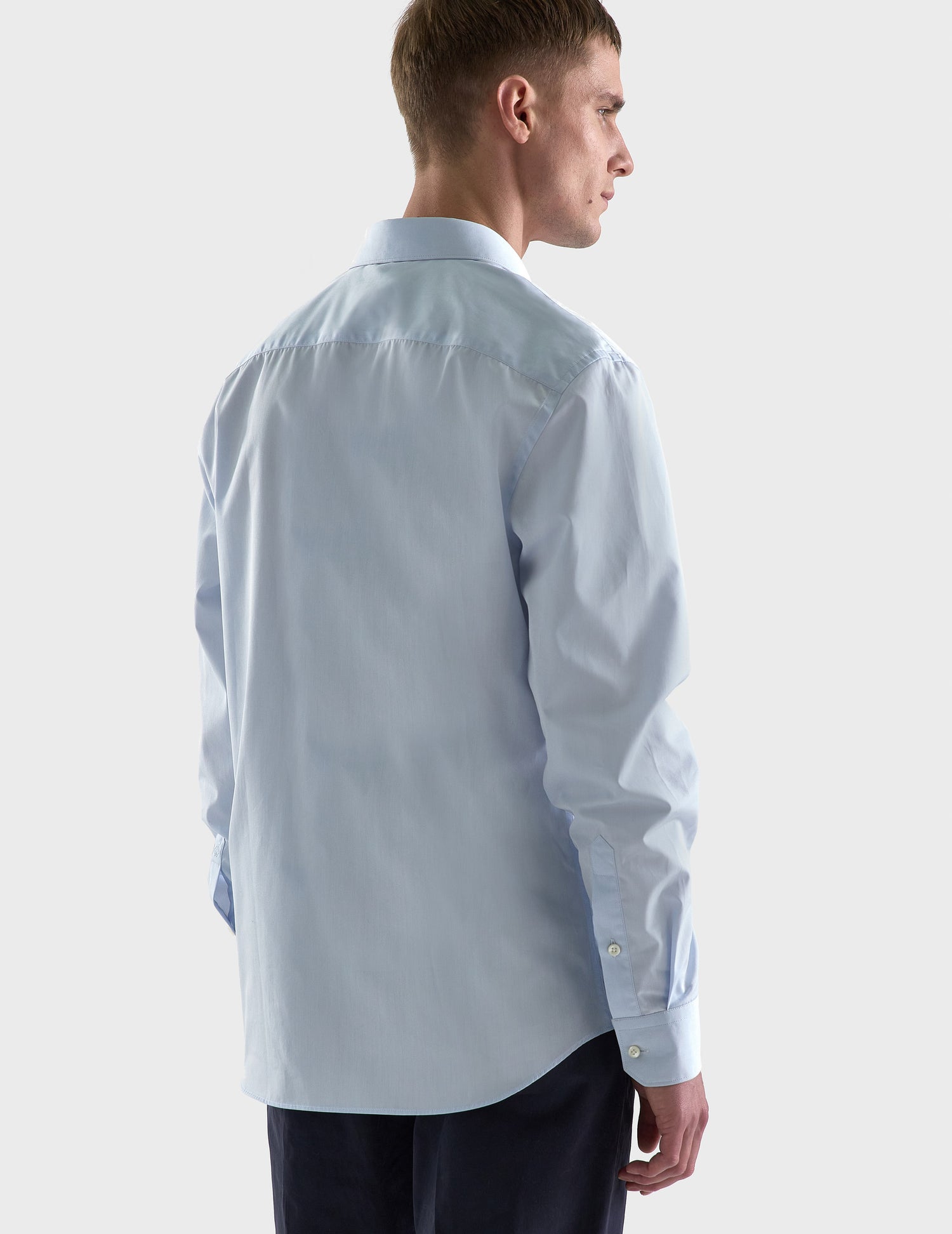 Semi-fitted wrinkle-free blue shirt - Poplin - Figaret Collar#4