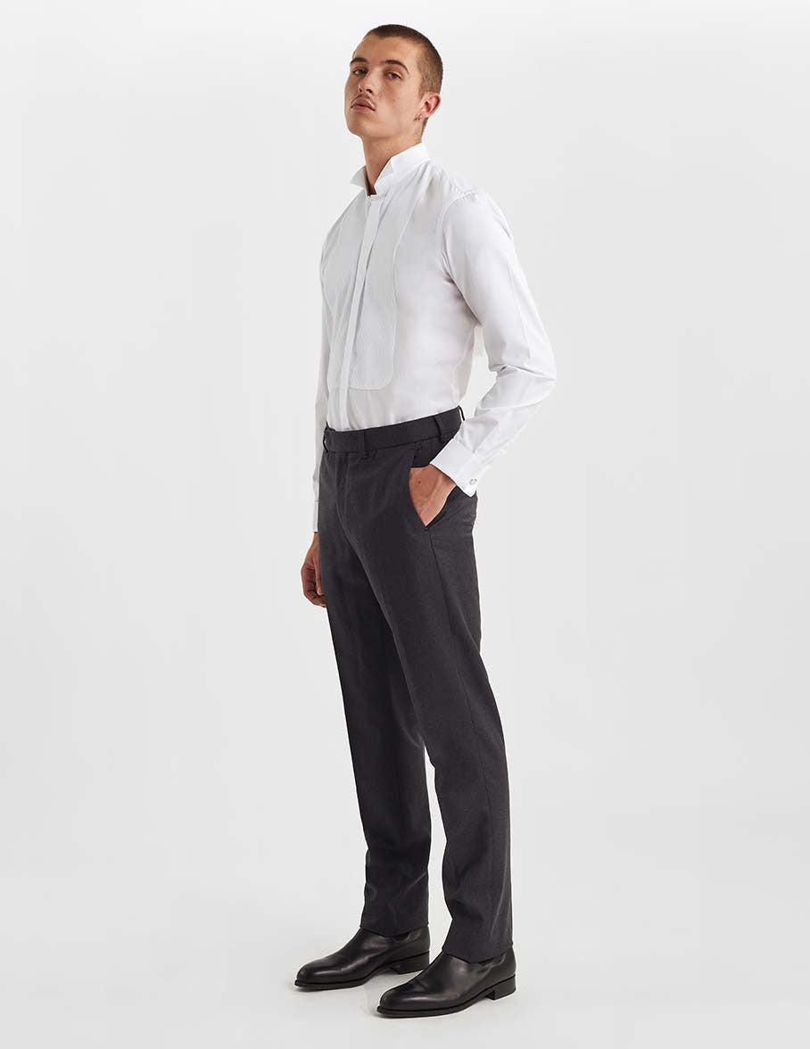 Semi-fitted white hidden throat shirt - Poplin - Wing Collar - French Cuffs#5