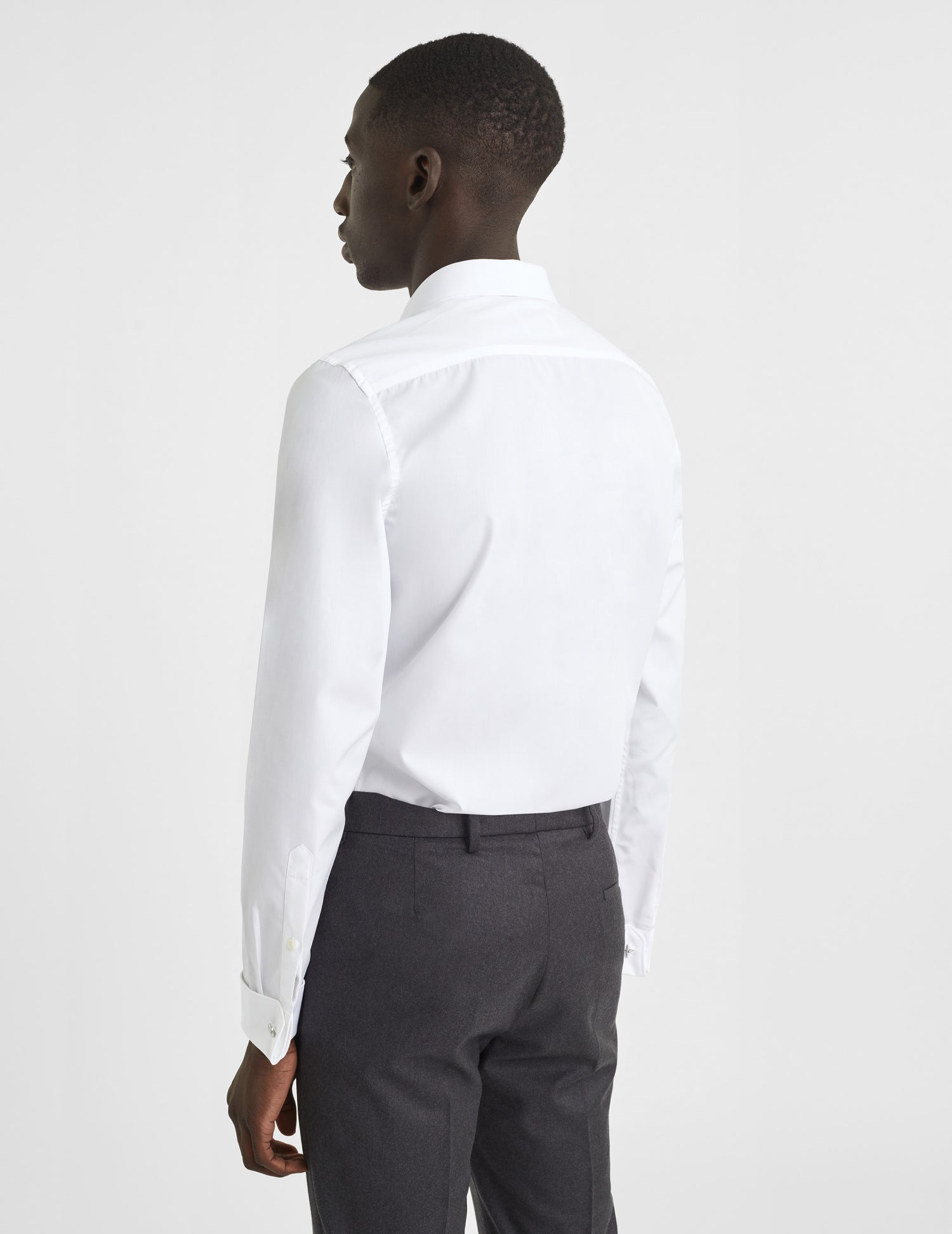 Fitted white concealed throat shirt - Poplin - Figaret Collar - French Cuffs#4