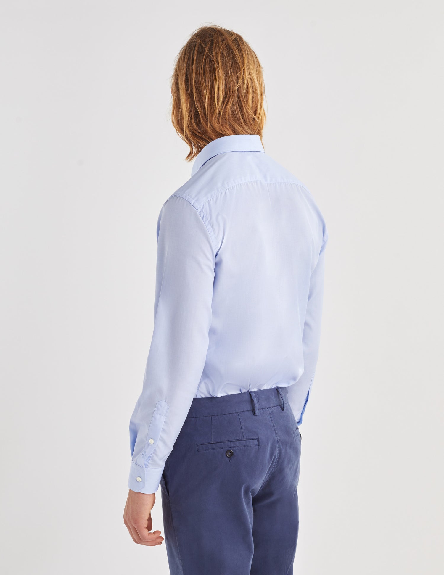 Fitted blue wrinkle-free shirt - Wire to wire - Figaret Collar#3
