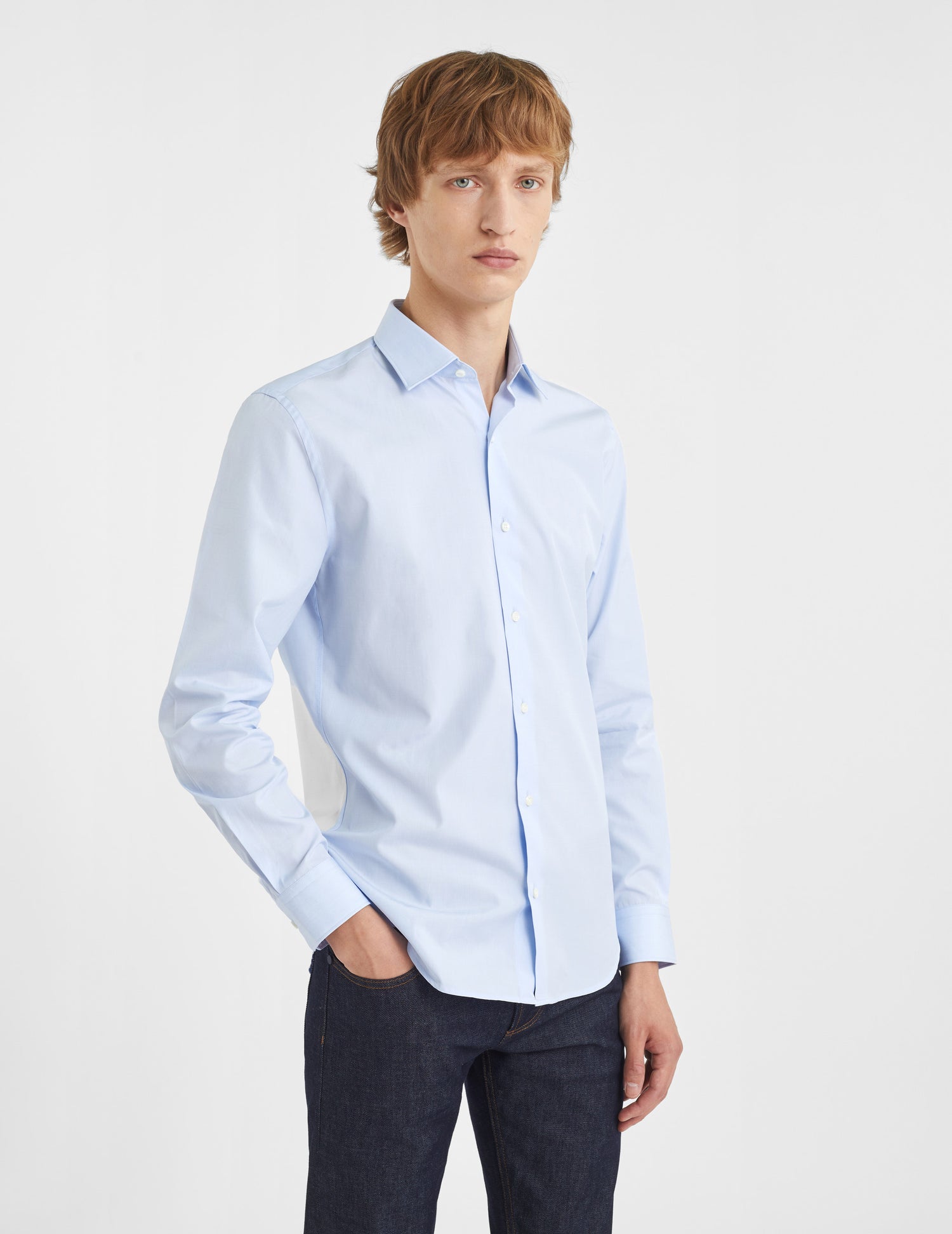 Chemise Ajustée bleue - Fil-à-fil - Col Figaret#3