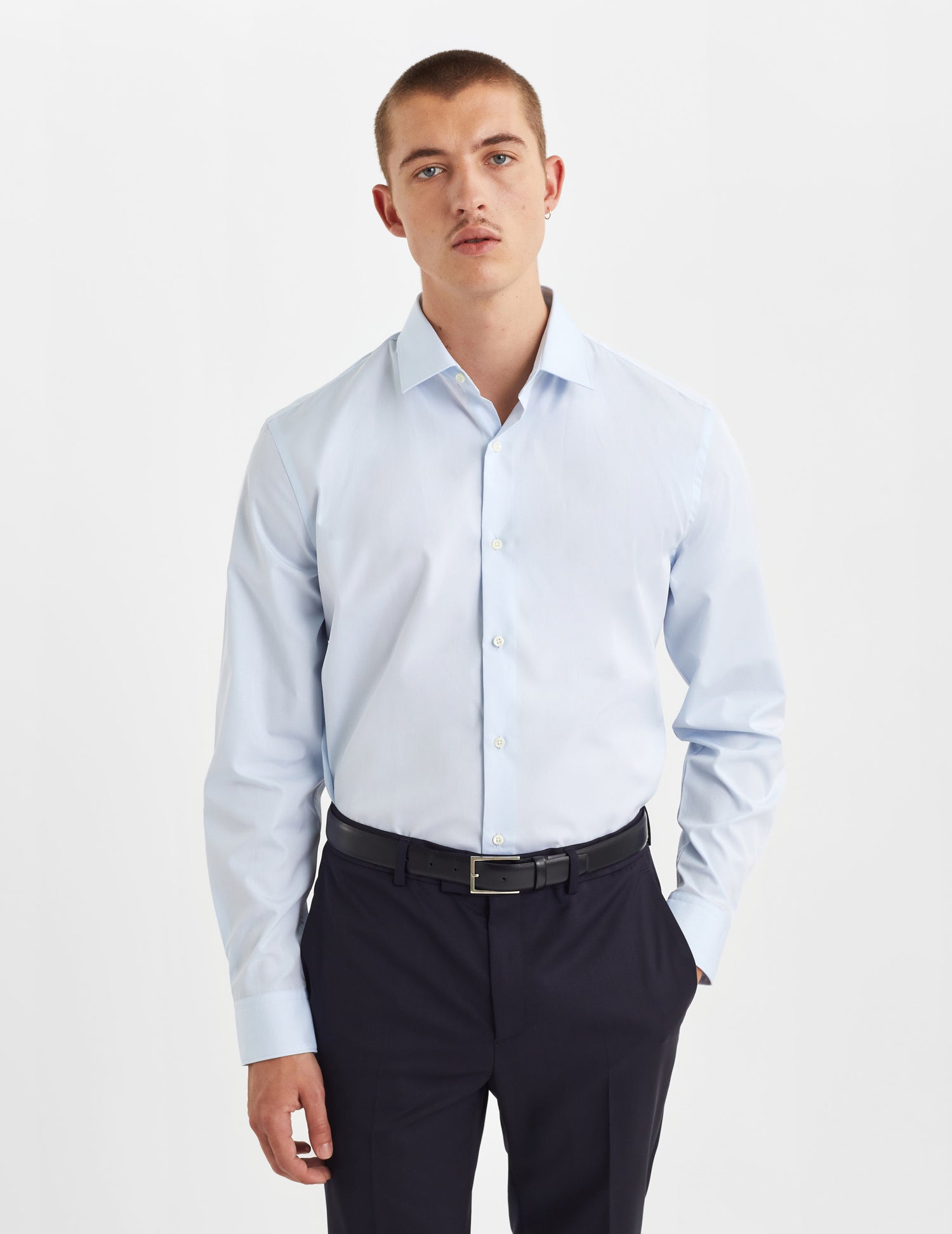 Semi-fitted blue shirt - Poplin - Figaret Collar#3