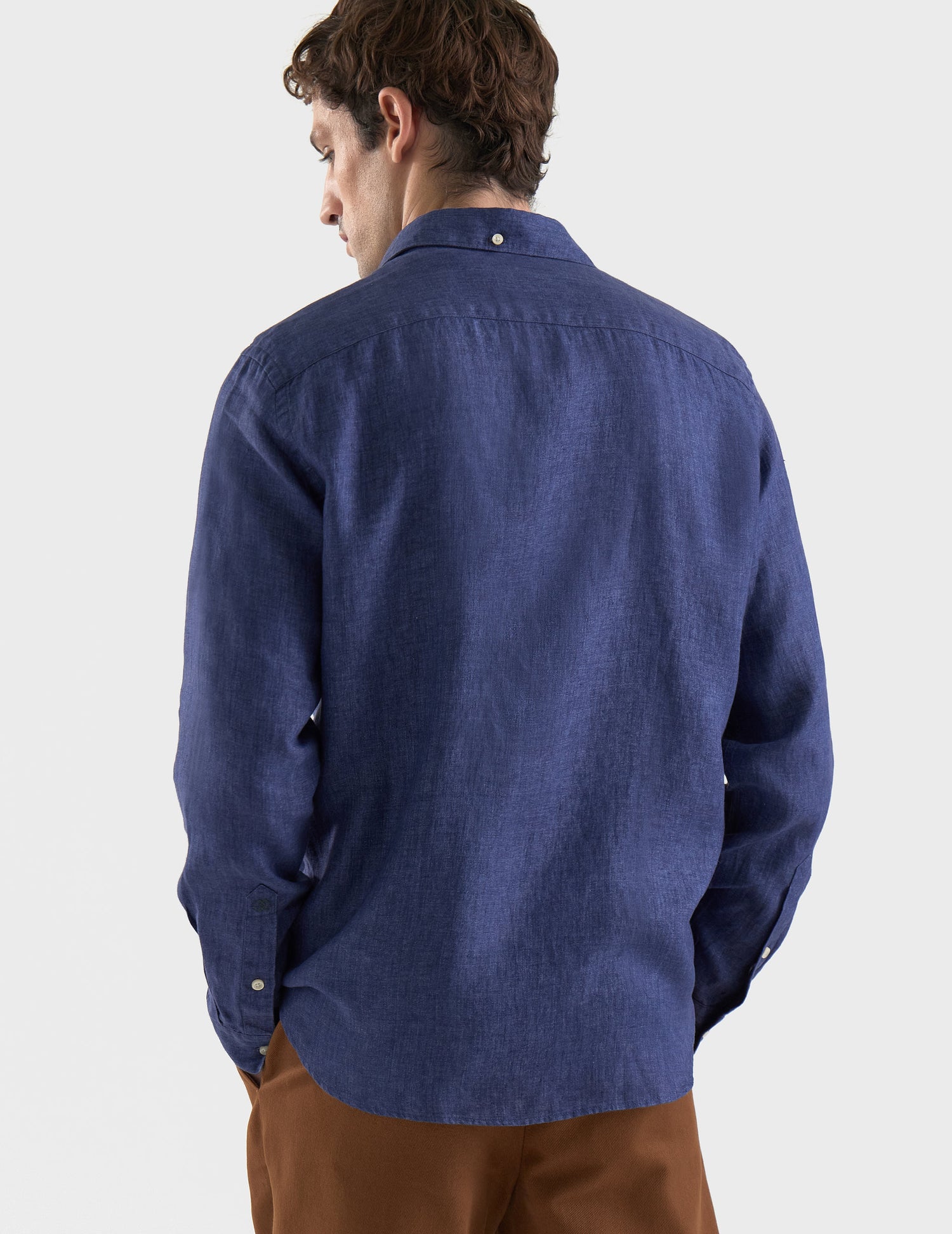 Aristote shirt in dark blue linen - Linen - Italian Collar#2