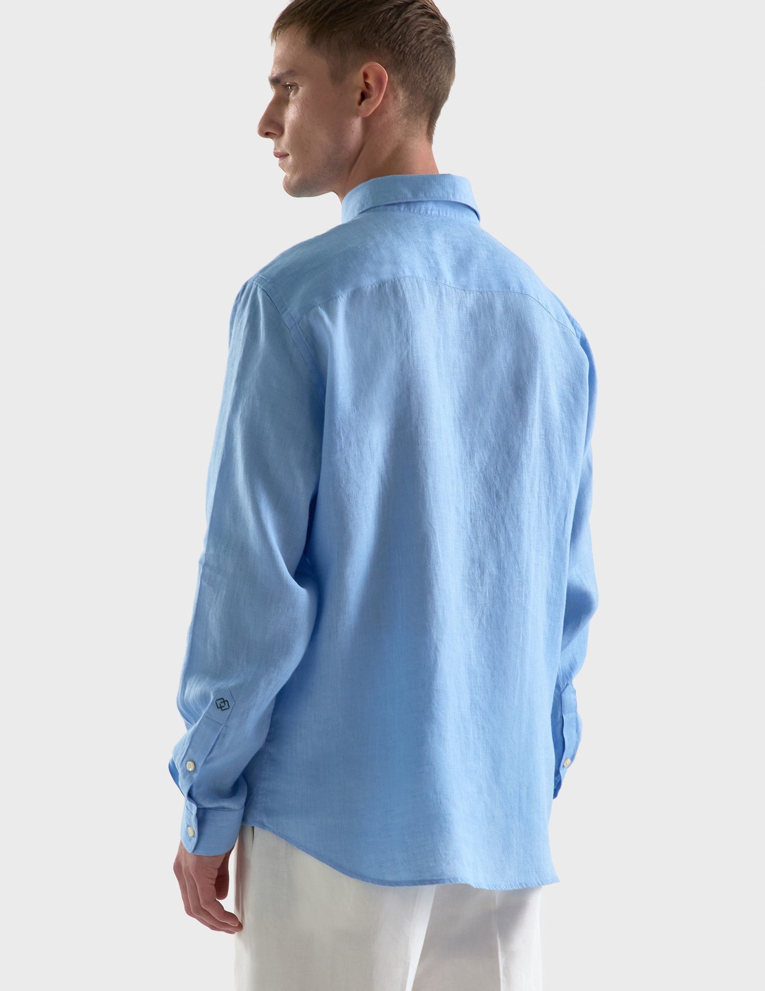 Chemise Gaspard en lin bleu - Lin - Col Américain#2