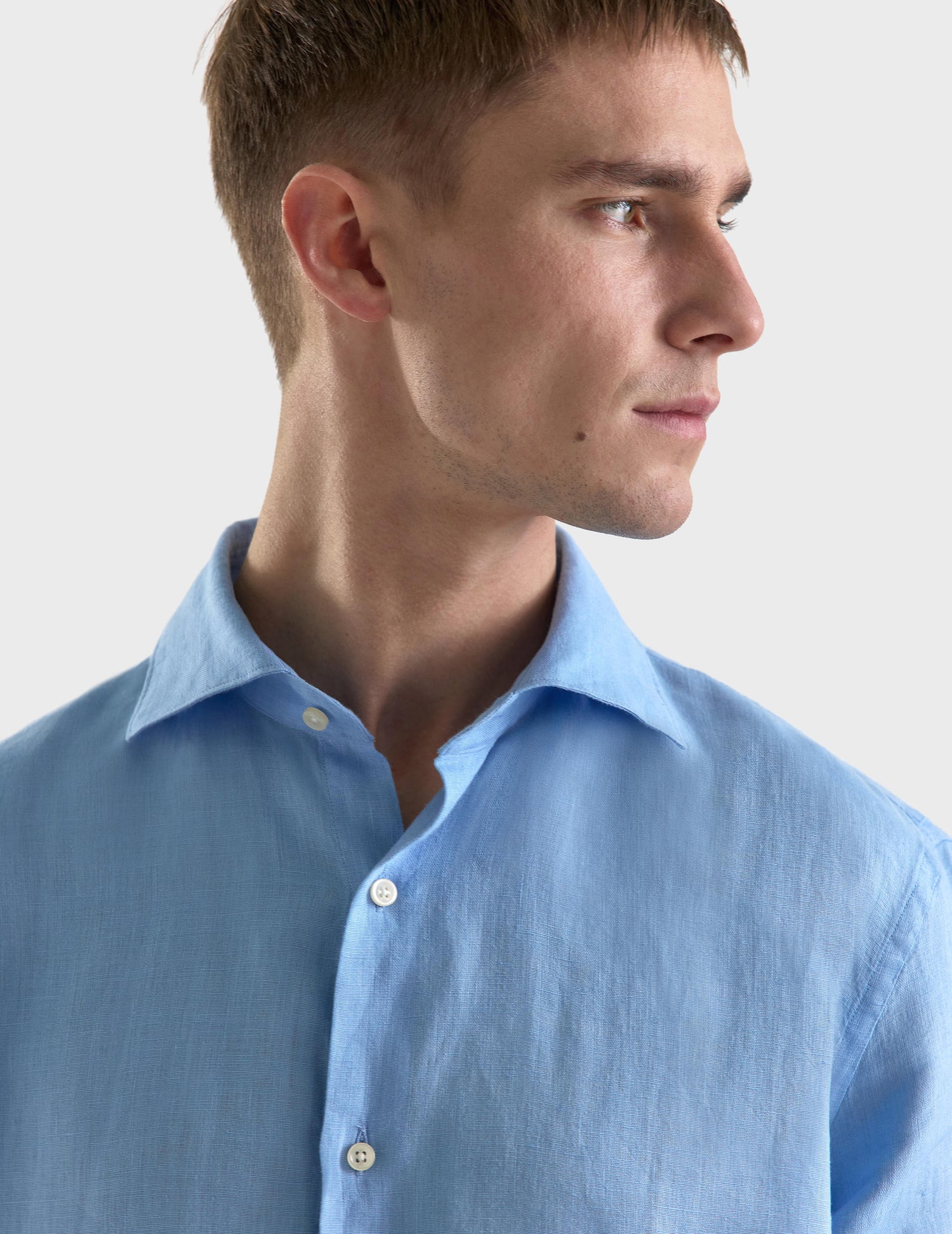 blue linen Aristote shirt - Linen - Italian Collar#3