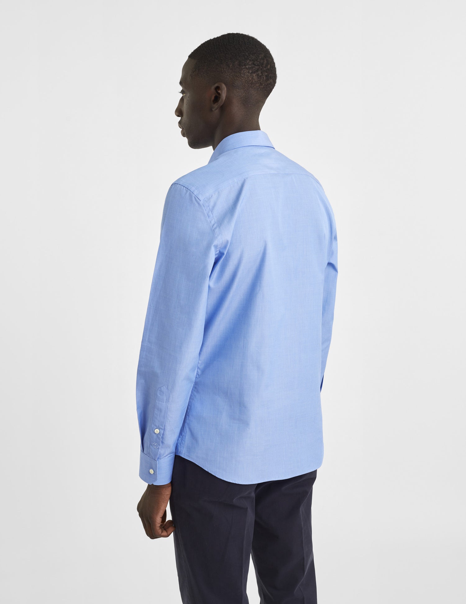 Fitted blue shirt - Fil-à-fil - Figaret Collar#4