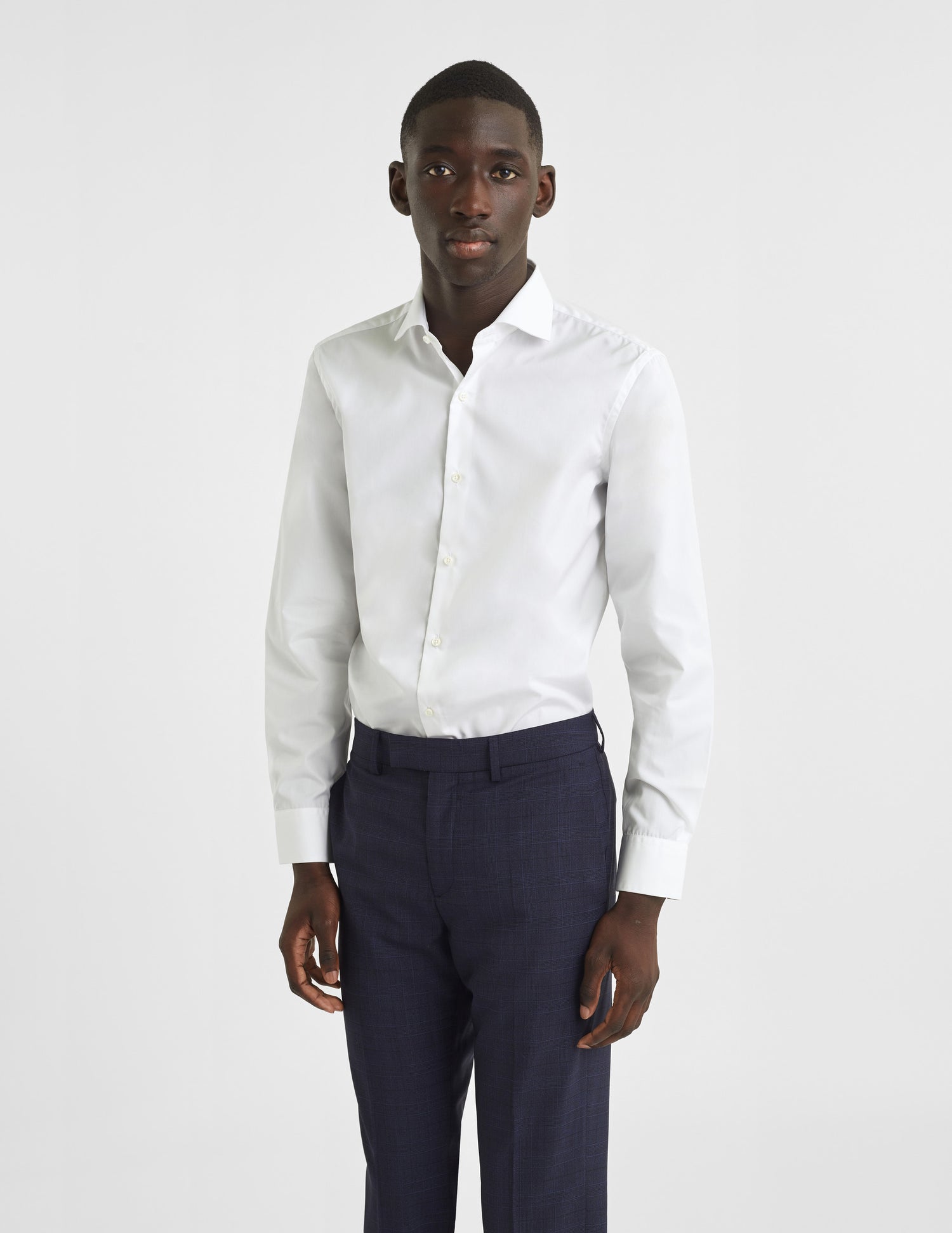 Semi-fitted white wrinkle-free shirt - Poplin - Italian Collar#3