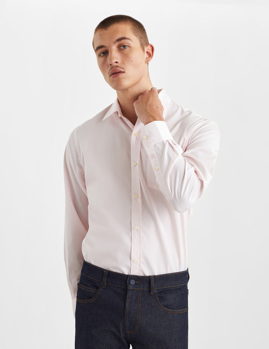 Classic pink striped shirt - Poplin - Figaret Collar#3