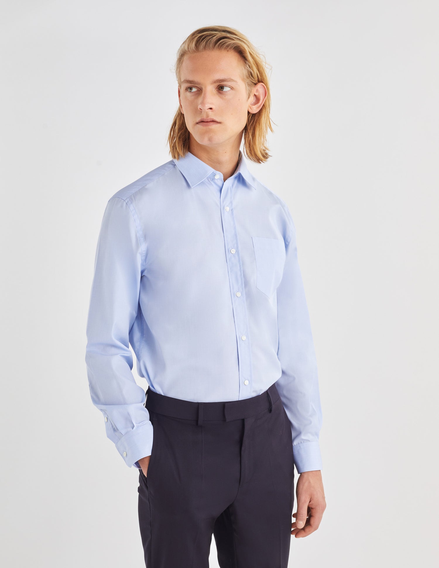 Classic blue wrinkle-free shirt - Wire to wire - Figaret Collar#2