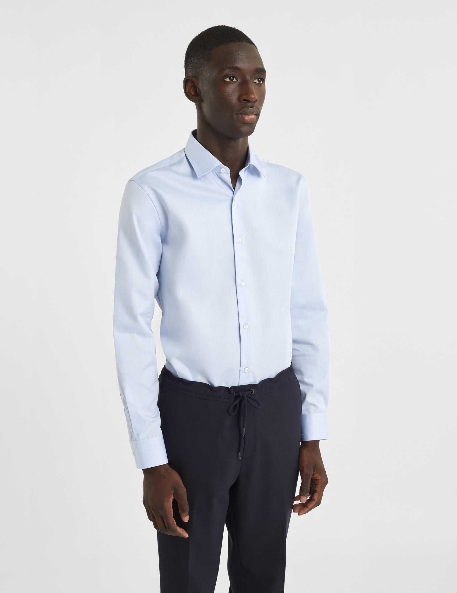 Chemise Semi-ajustée bleue - Twill - Col Figaret#3