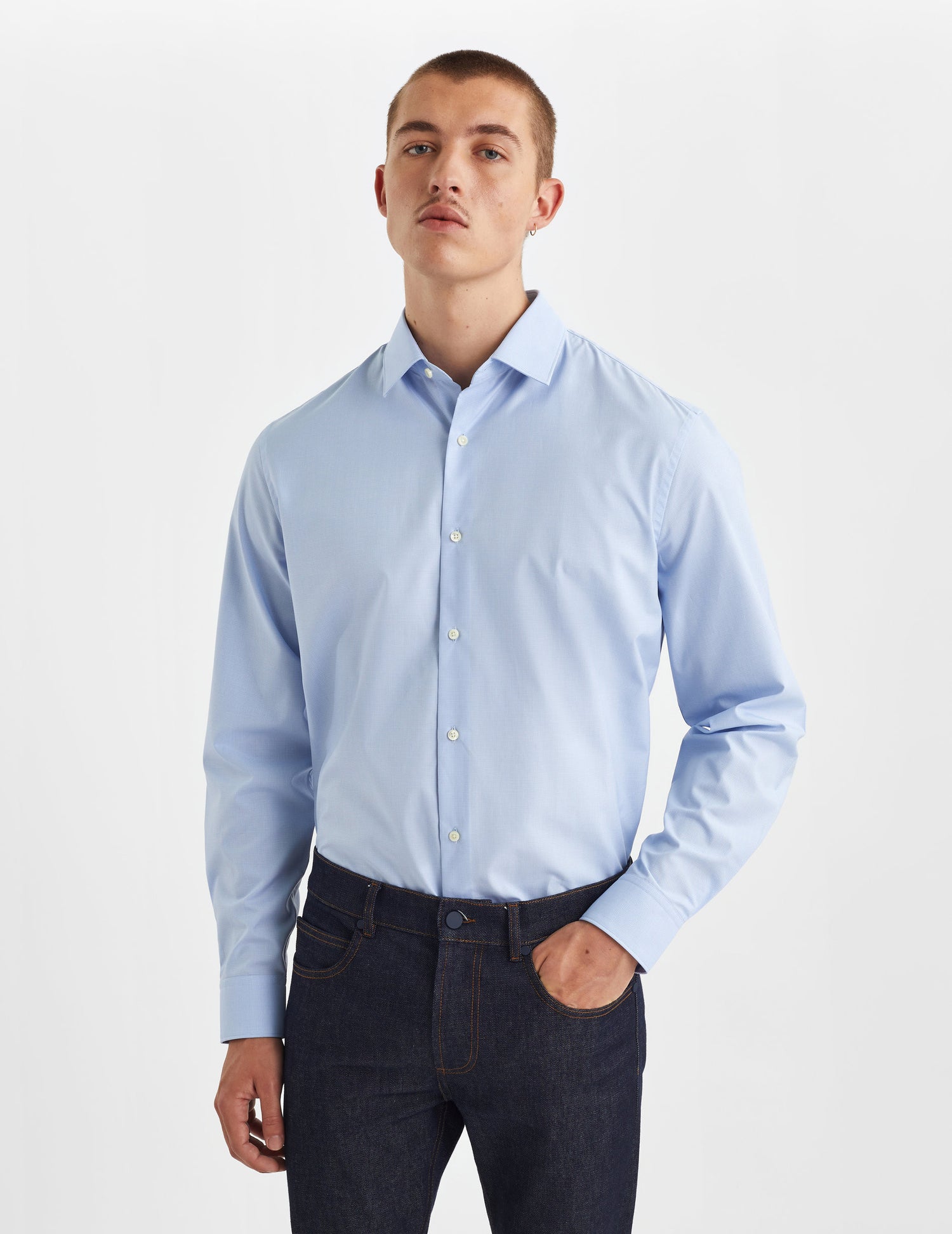 Semi-fitted blue shirt - Poplin - Figaret Collar#3