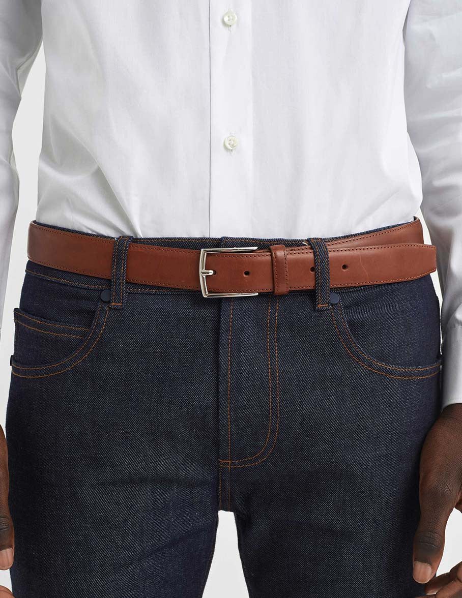 Brown leather belt