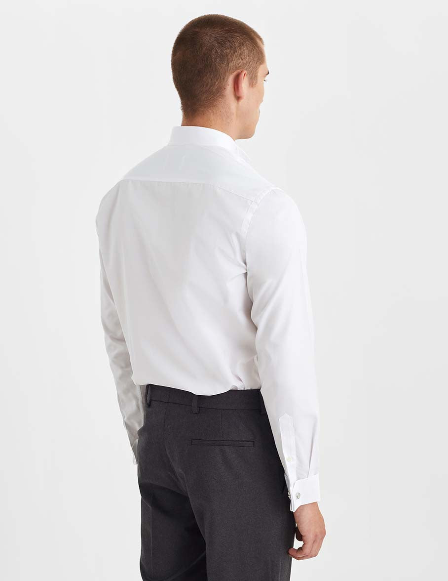 Semi-fitted white hidden throat shirt - Poplin - Wing Collar - French Cuffs#4