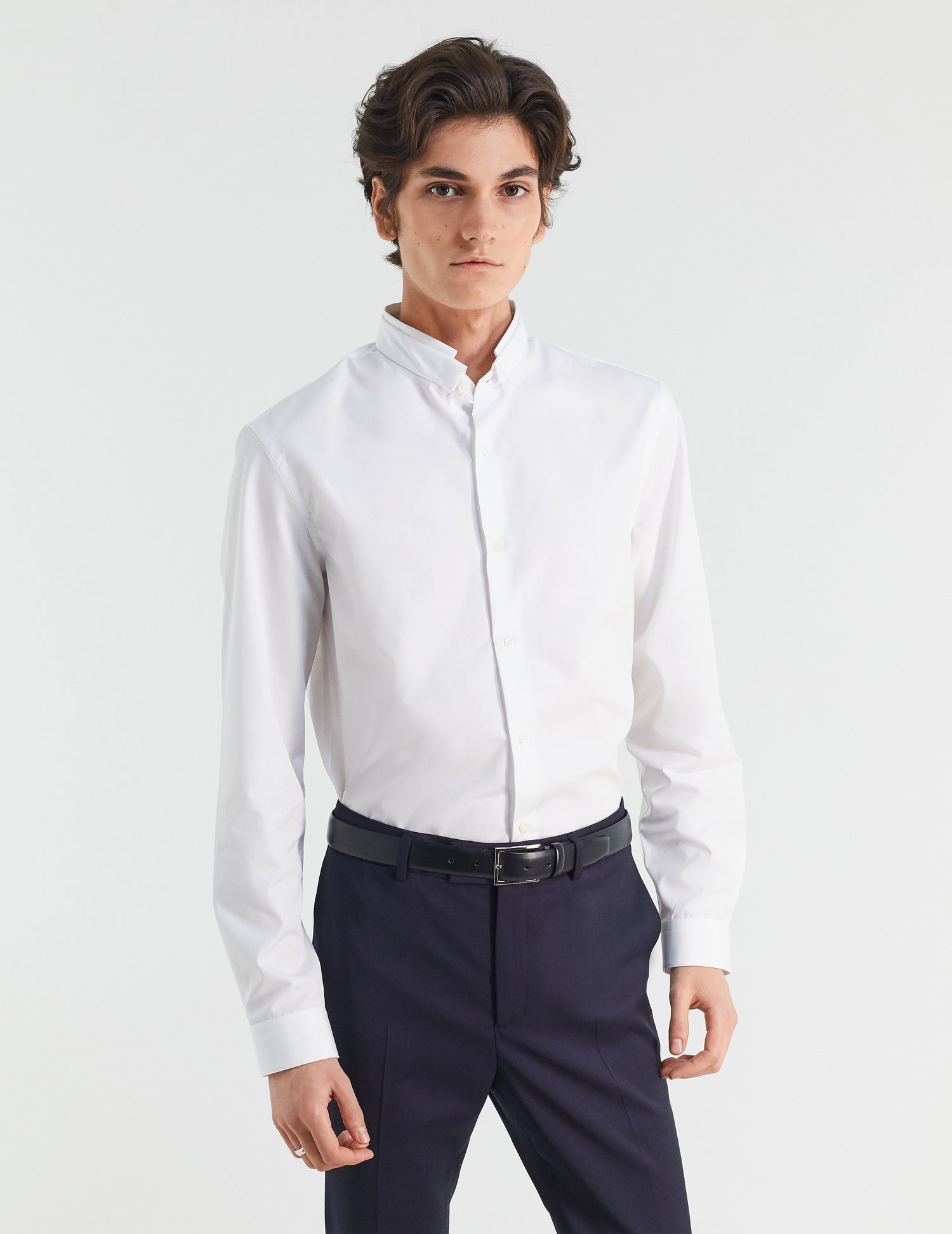 Semi-fitted white shirt - Poplin - Double Collar#3