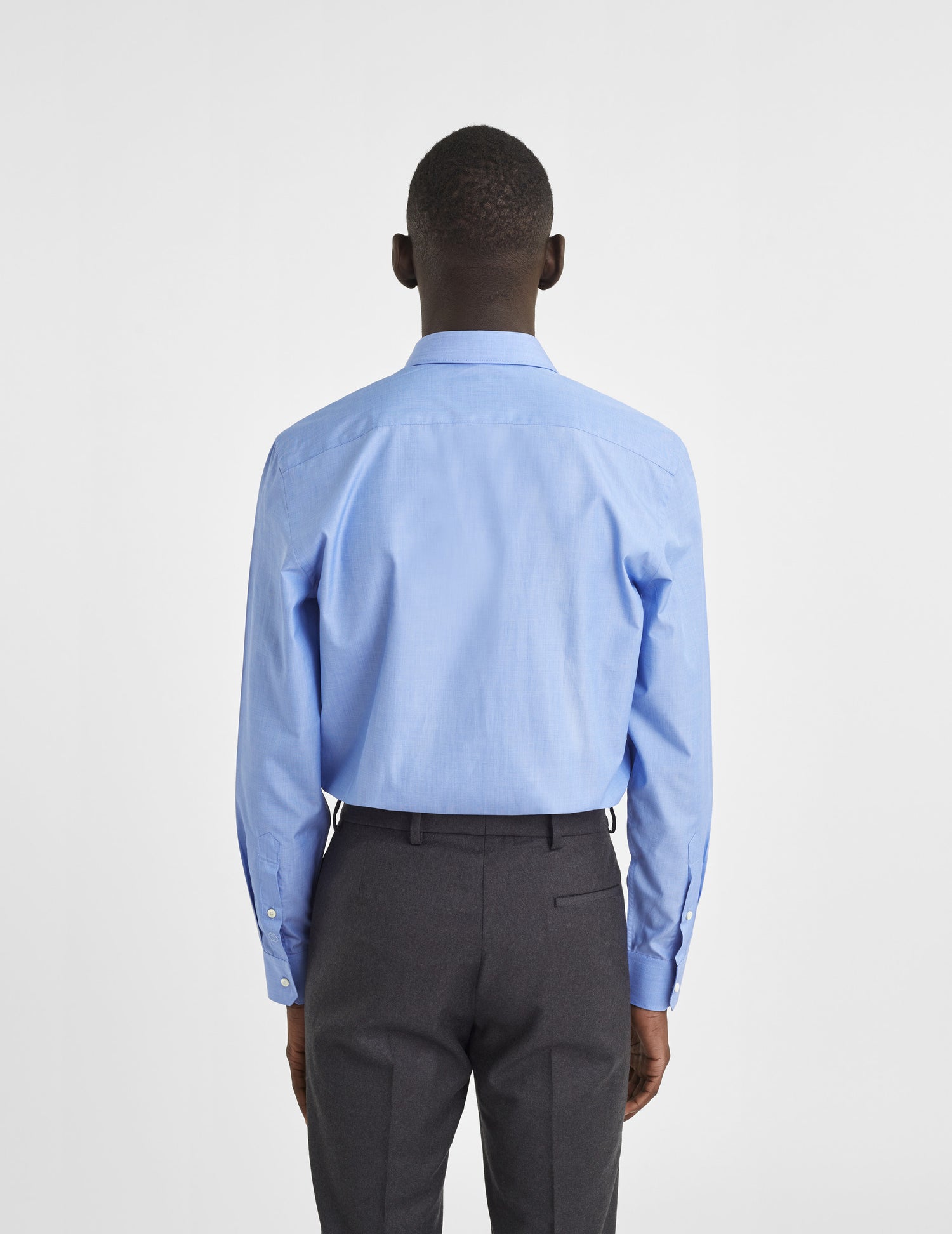 Chemise Semi-ajustée bleue - Fil-à-fil - Col Figaret#4