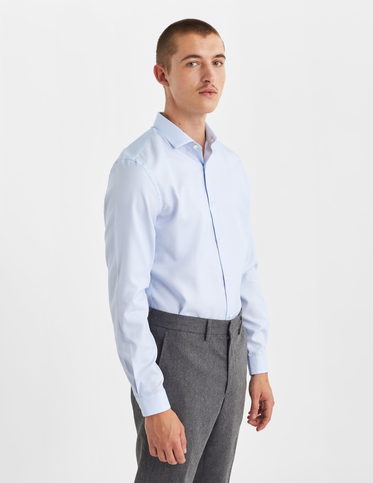 Fitted blue shirt - Dobby - Thin Collar#3