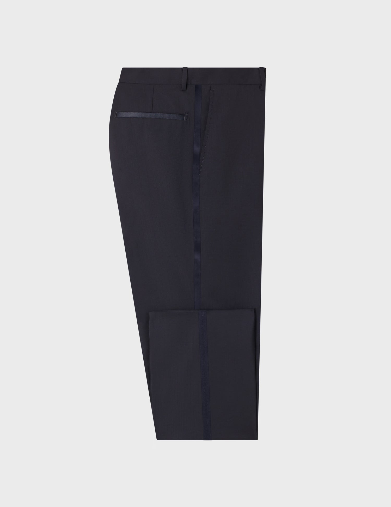 Pantalon de smoking Fabrice en toile de laine bleu nuit