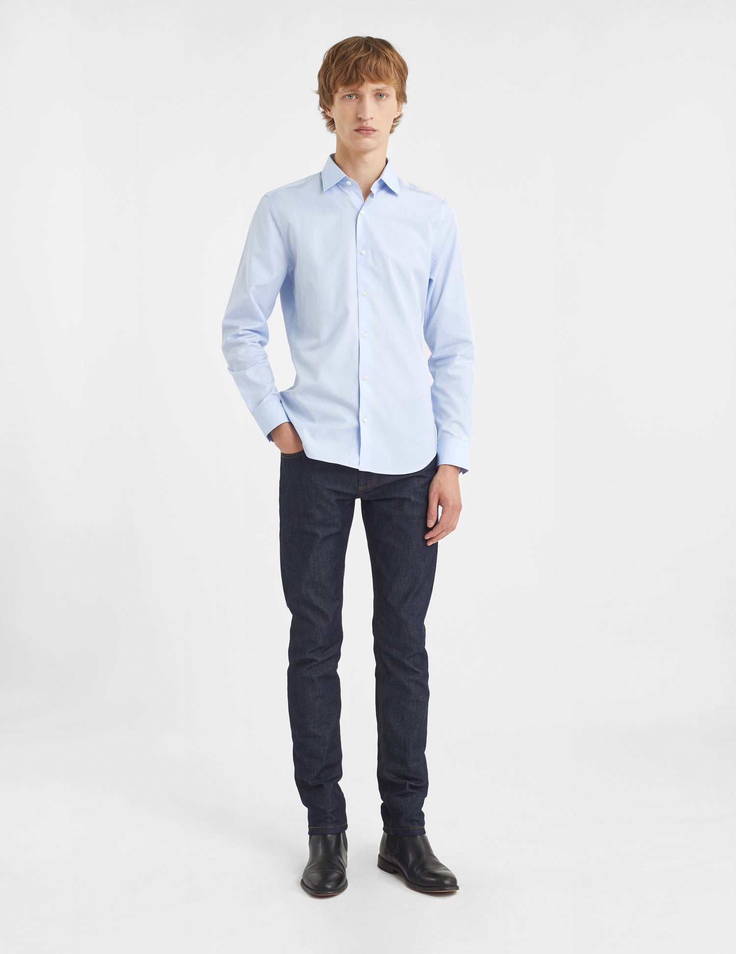 Fitted blue shirt - Wire to wire - Figaret Collar#5