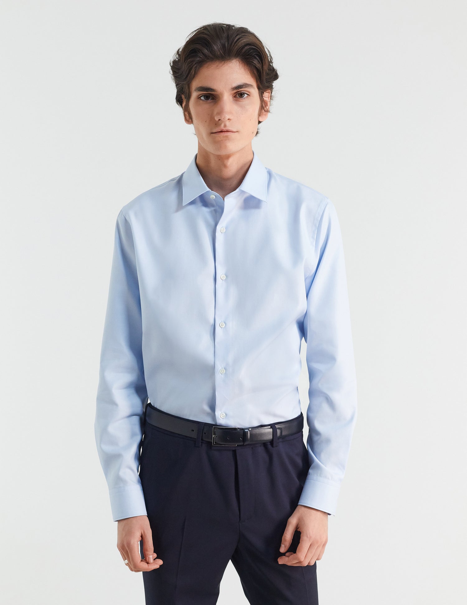 Chemise Semi-ajustée bleue - Façonné - Col Figaret#3