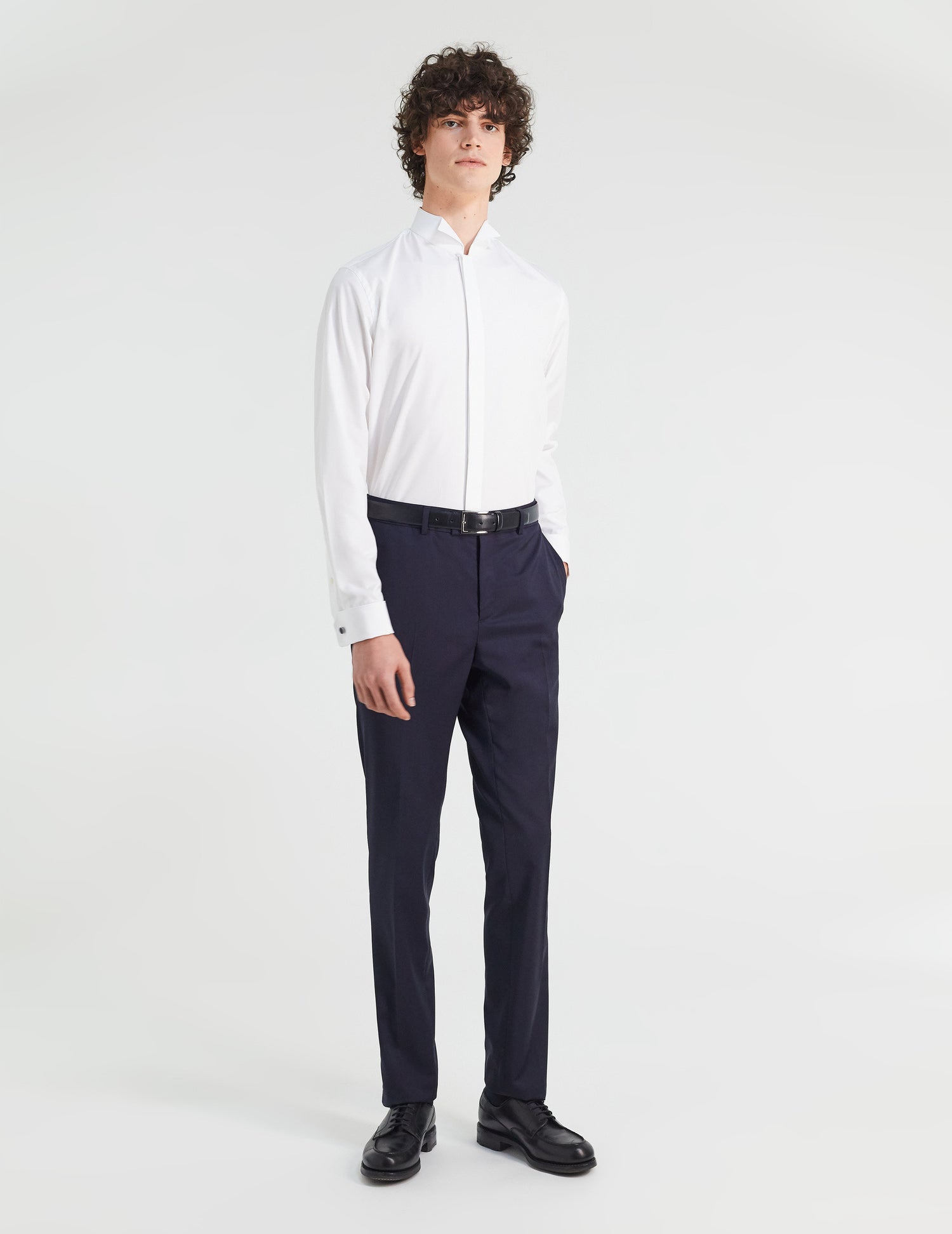 Semi-fitted white hidden throat shirt - Poplin - Wing Collar - French Cuffs#4