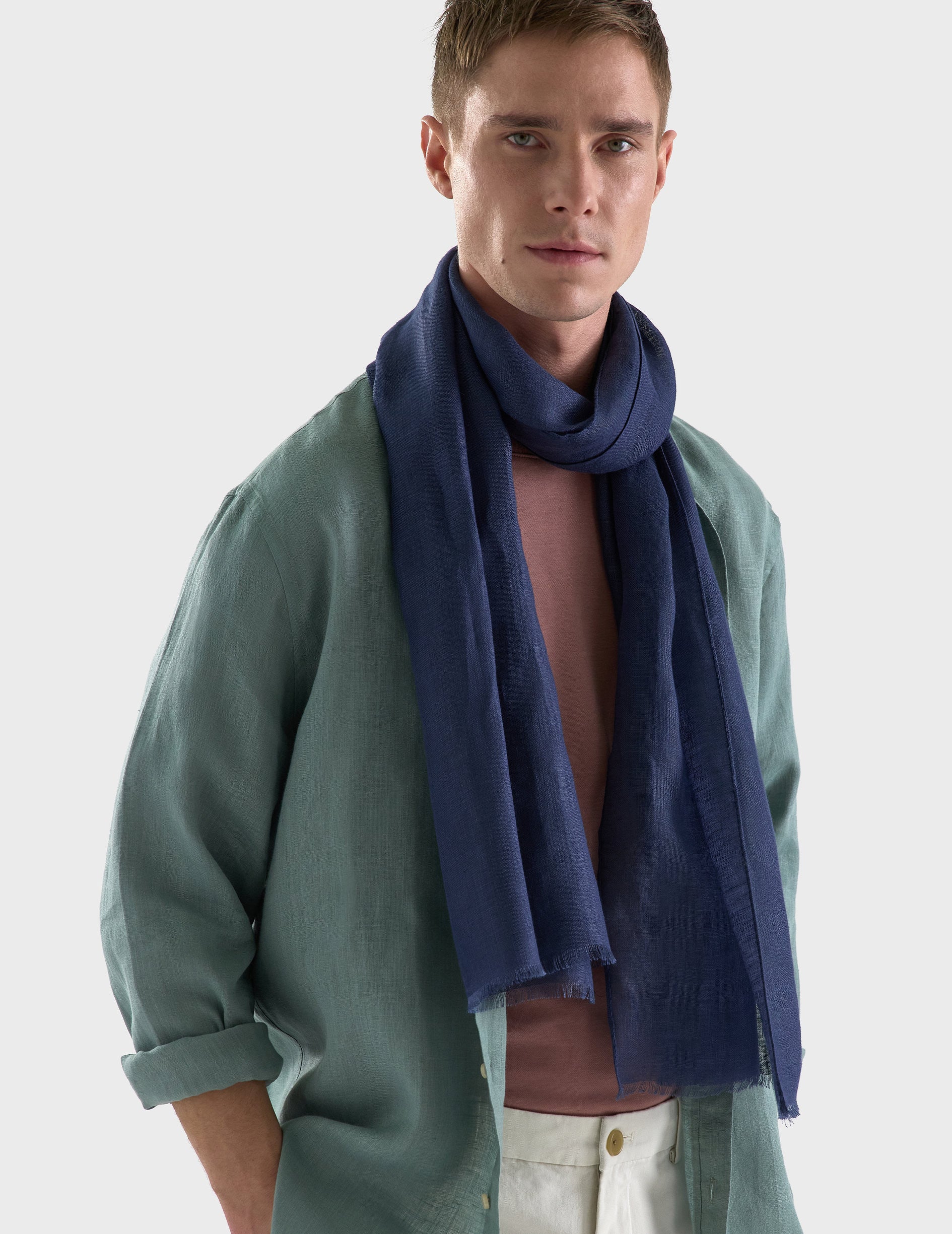 Navy linen scarf