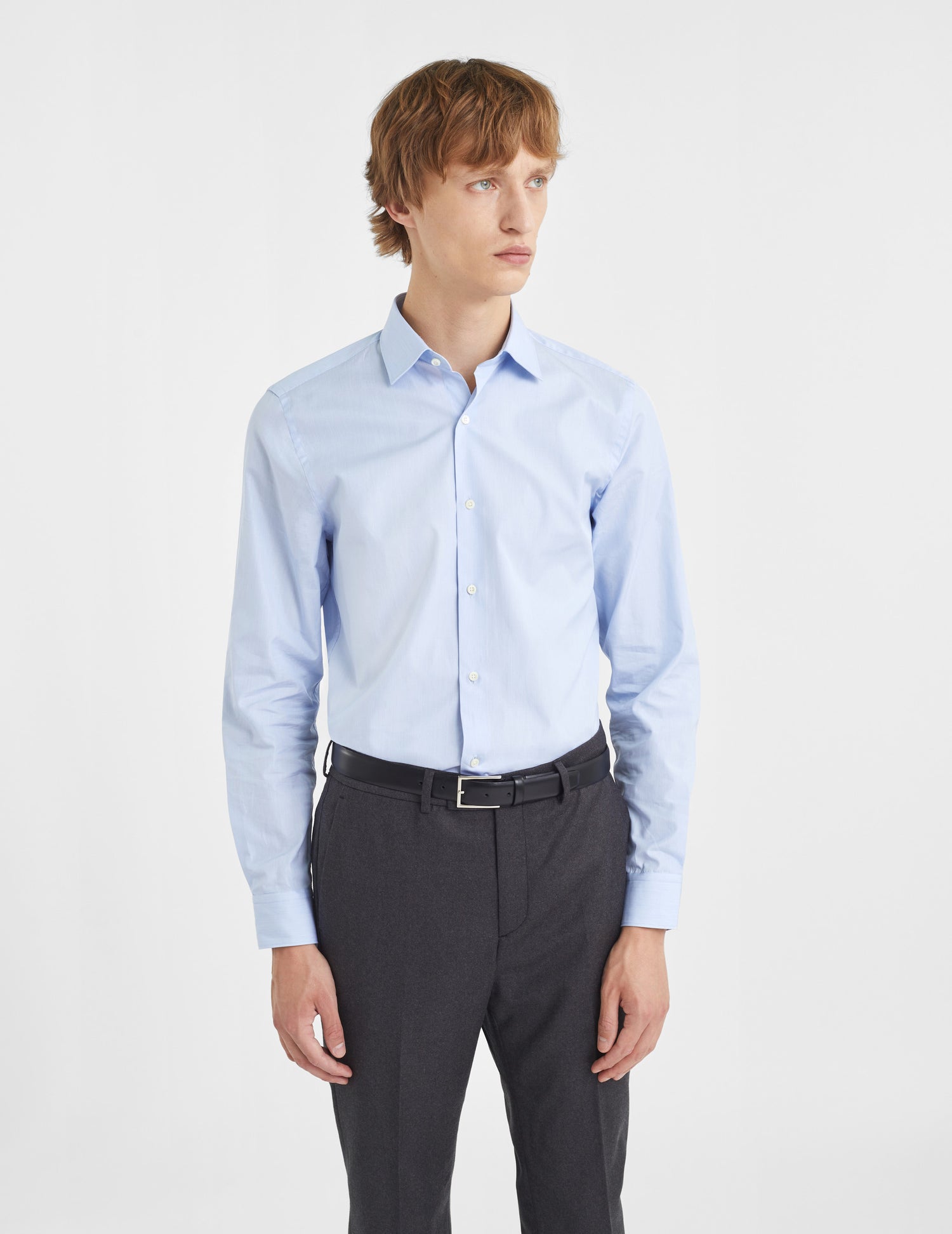 Chemise Ajustée rayée bleue - Popeline - Col Figaret#3