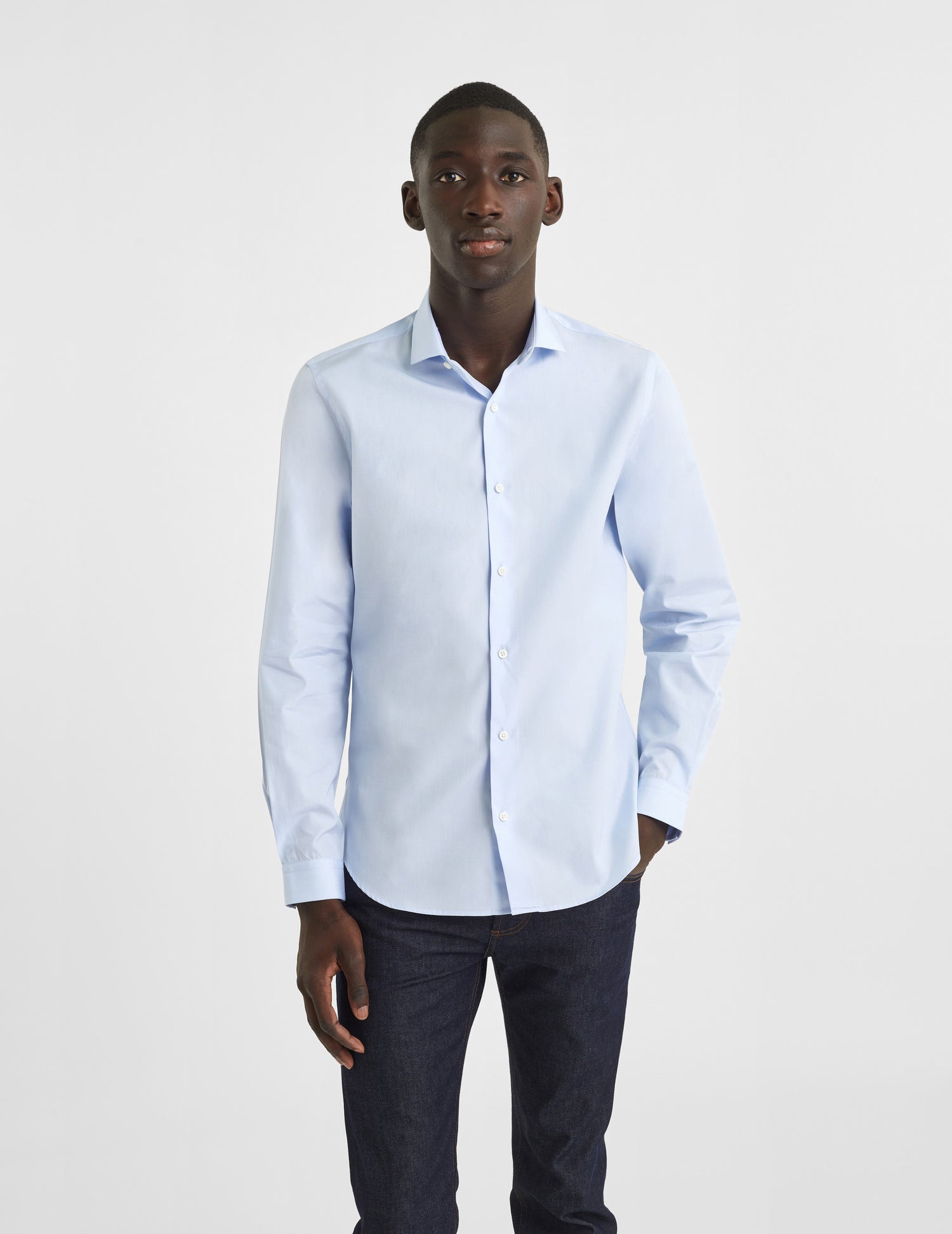 Chemise Ajustée bleue - Fil-à-fil - Col Fin#3