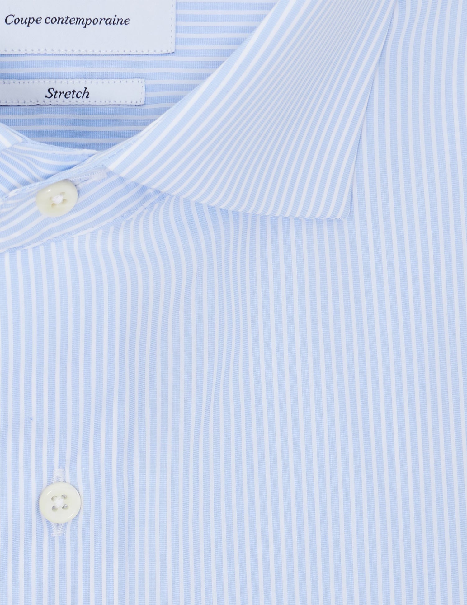 Contemporary blue striped stretch shirt - Poplin - Italian Collar#2